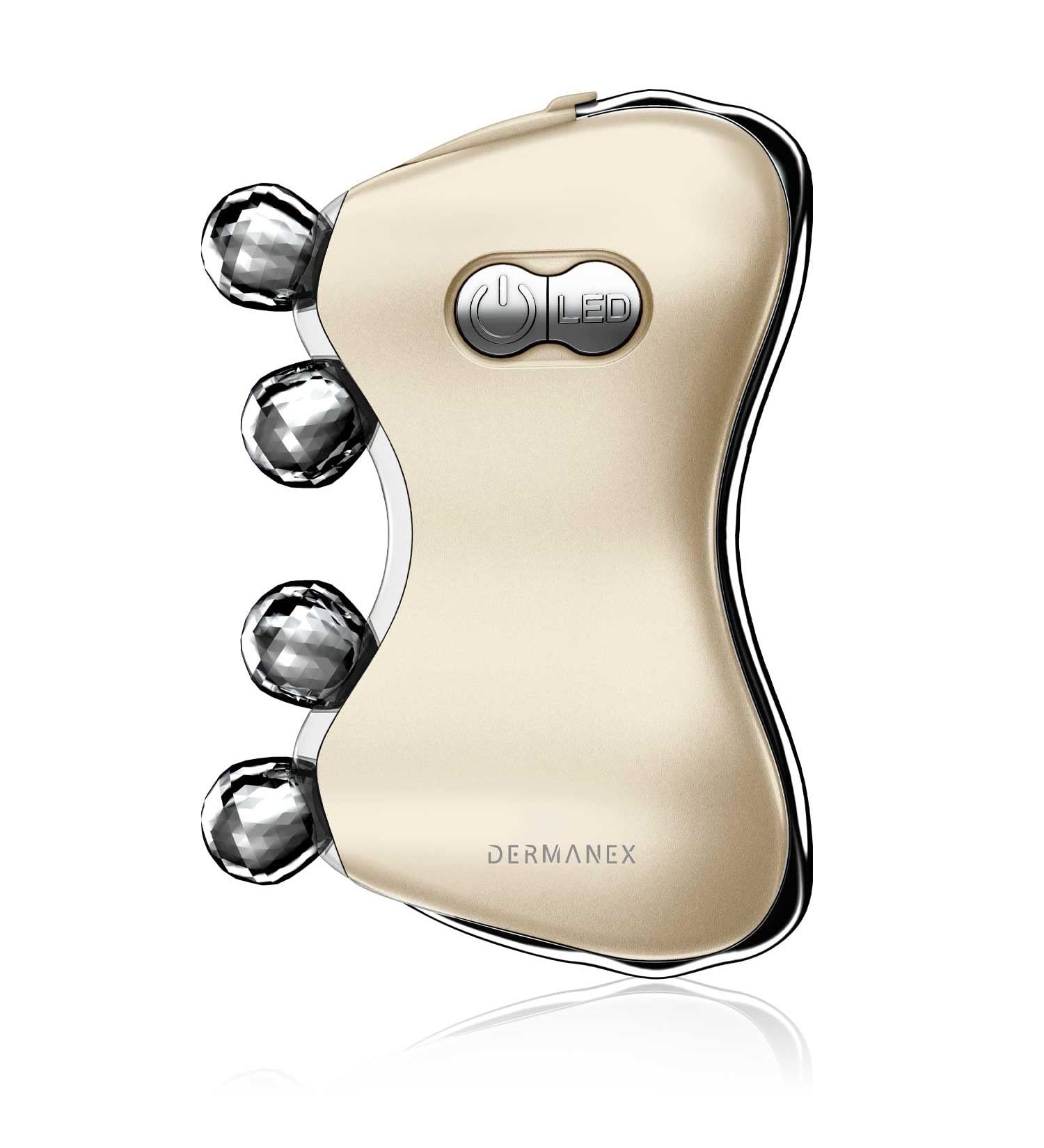 Dermanex 3D LED Face Massager Roller - Facial Beauty Skin Care Tool for Face Neck - Gift for Women and Men (Gold) - Buy Online on GoSupps.com