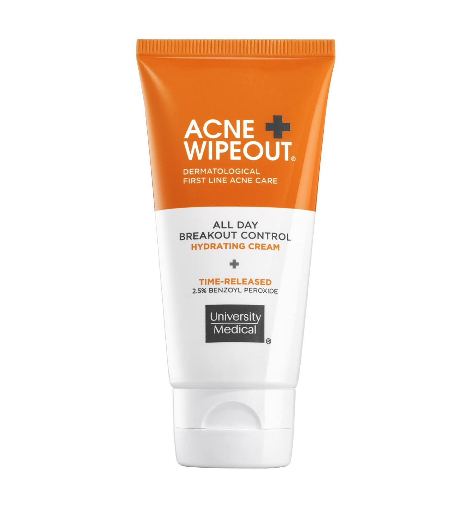University Medical Acne Wipeout All Day Breakout Control Hydrating Acne Cream - Time Released All Day Clearing Micronized 2.5% Benzoyl Peroxide Treatment Hydrating Minimal Dryness 2 fl oz - Buy Online on GoSupps.com
