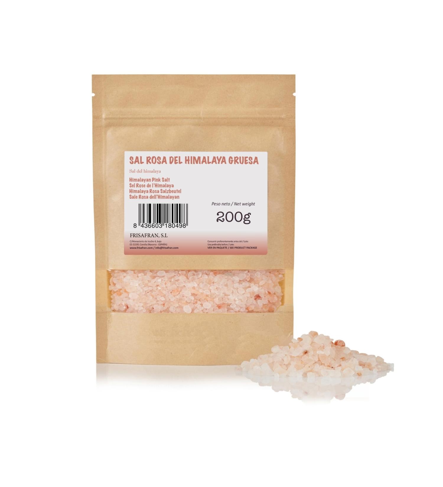 FRISAFRAN | Sel Rose De l'Himalaya Gros 200g | sel grain | 100% naturel et non raffin | Haute teneur en min raux | Origine Pakistan | GRAND | sel himalaya | Rose | sel himalaya rose | Pas D'additifs - Buy Online on GoSupps.com