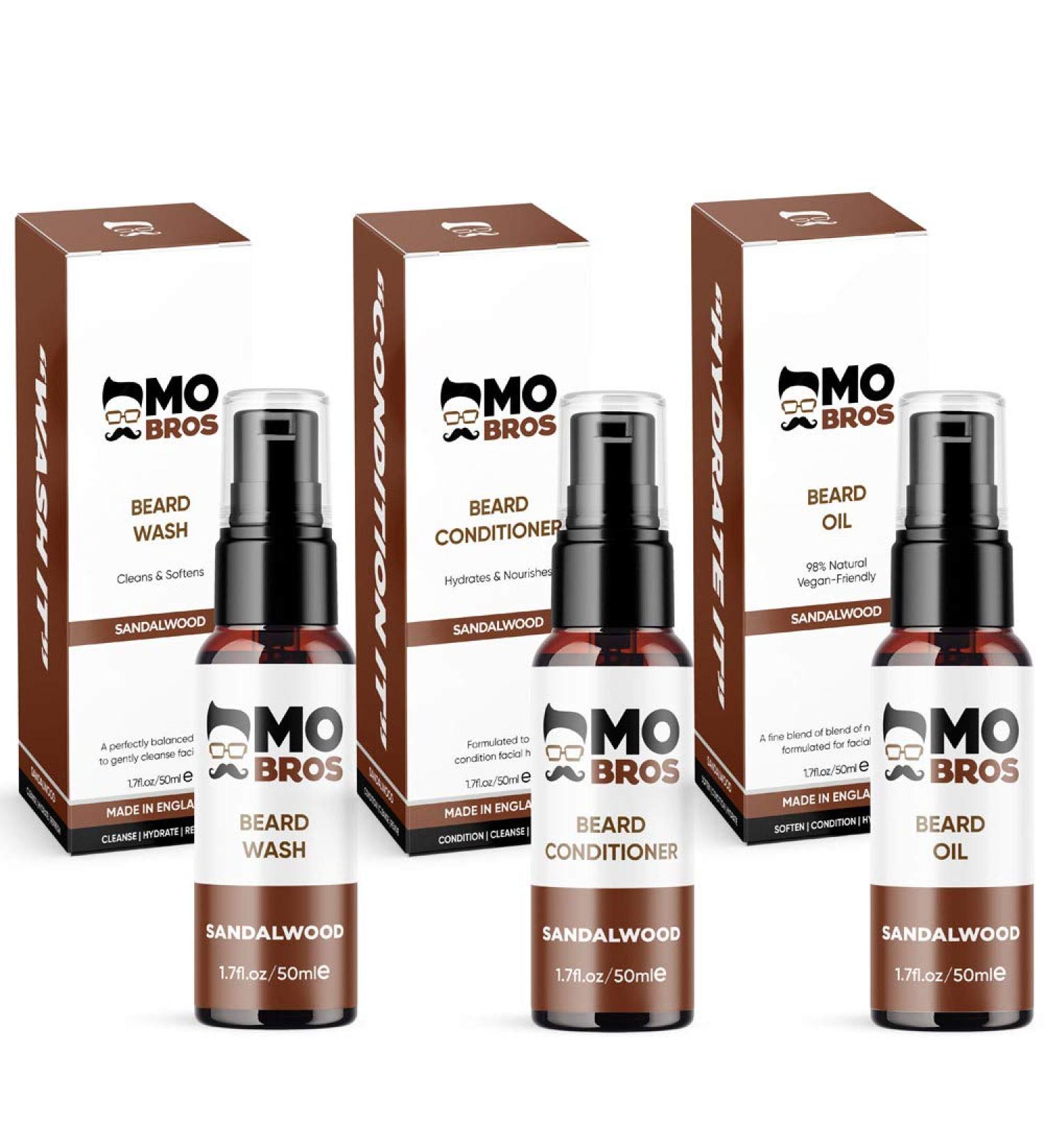 Beard Cleanser Conditioner & Oil | Cleanses | Softens Beard | Moisturizes | 50ml (Sandalwood) - Buy Online on GoSupps.com