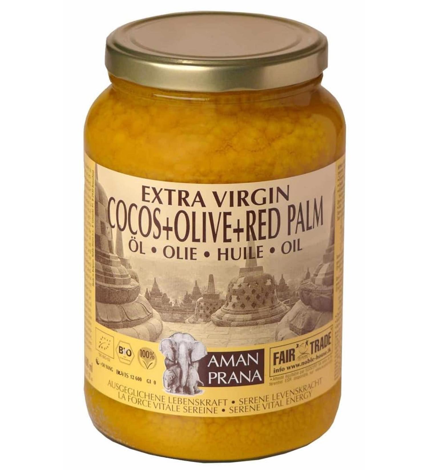 Aman Prana Fair Trade Organic Coconut Oil Olive Oil & Red Palm Oil (1600ml)