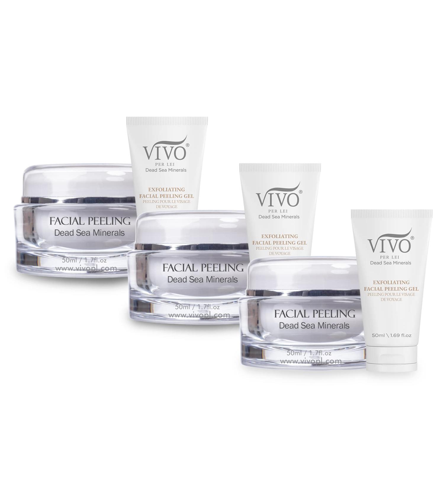 Vivo Per Lei Facial Peeling Gel - Dead Sea Minerals & Nut Shell Powder - Gentle Exfoliator Scrub & Blackhead Remover - Pack of 3 - Buy Online on GoSupps.com