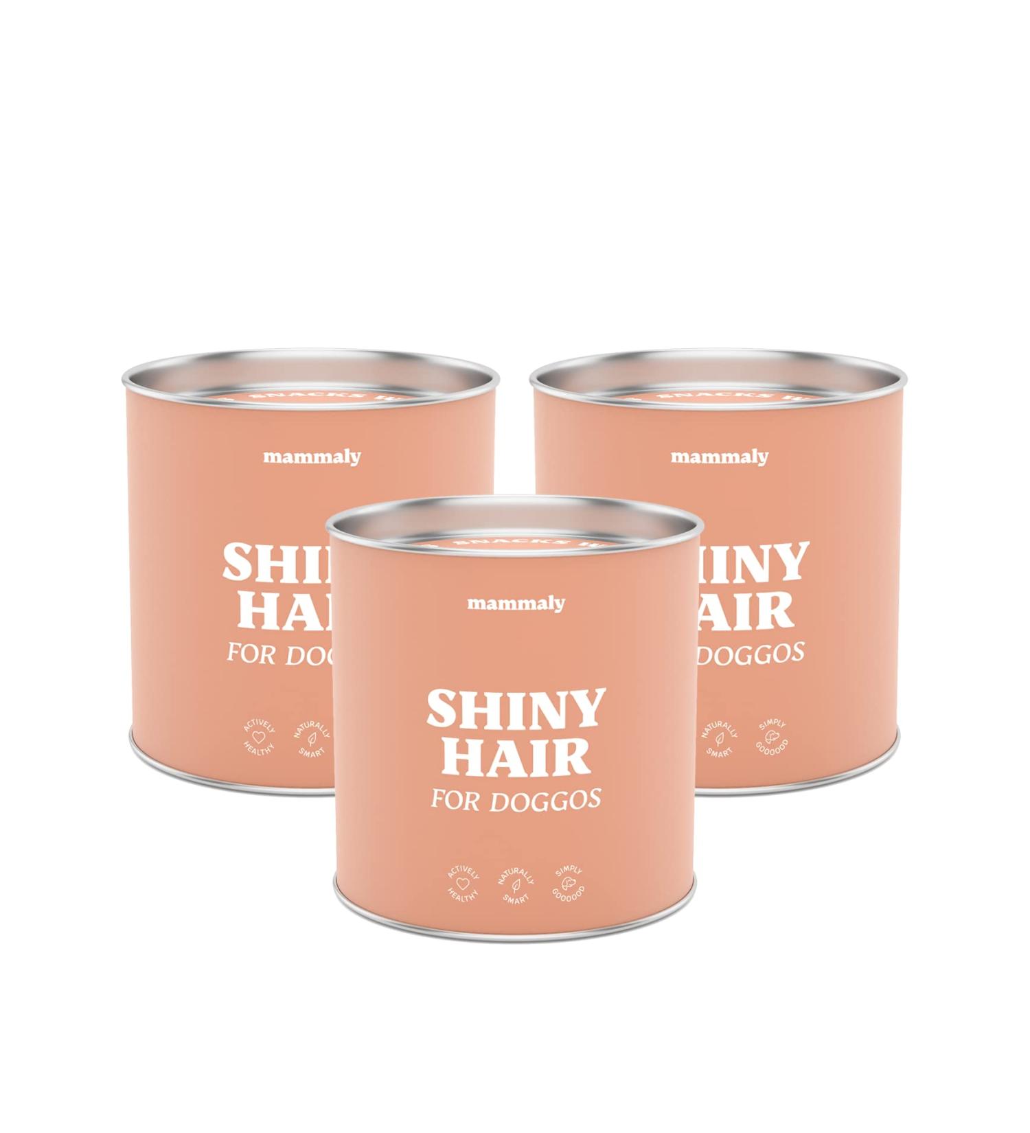 Mammaly Shiny Hair Fell Care Snacks for Dogs | Omega-3 Biotin & Sea Algae | 270 Delicious Fur Care Treats - Bundle 3x - Buy Online on GoSupps.com