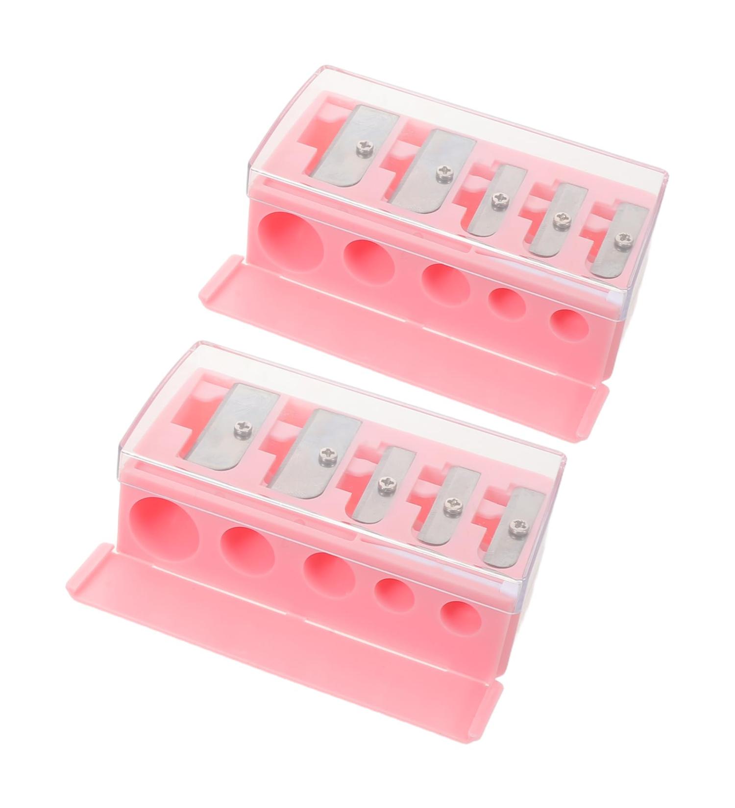 Homoyoyo Lot de 2 Taille-crayons 5 Trous pour Maquillage Manuel avec Couvercle Pointes Longues Compatible Crayons L vres et Sourcils Format Poche Couleur Rose Outil - Buy Online on GoSupps.com