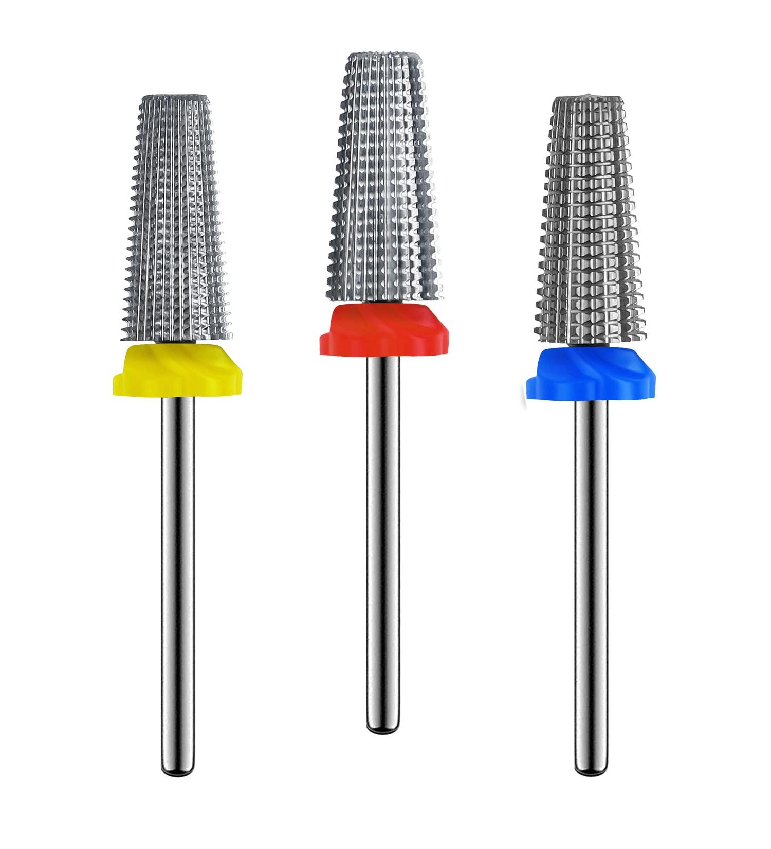 3Pcs Carbide 5 in 1 Nail Drill Bit Set - Left and Right Handed Use - XF F M C 3/32 Brocas Para Drill Nails for Acrylic Gel - Fast Sliver Removal - Buy Online on GoSupps.com