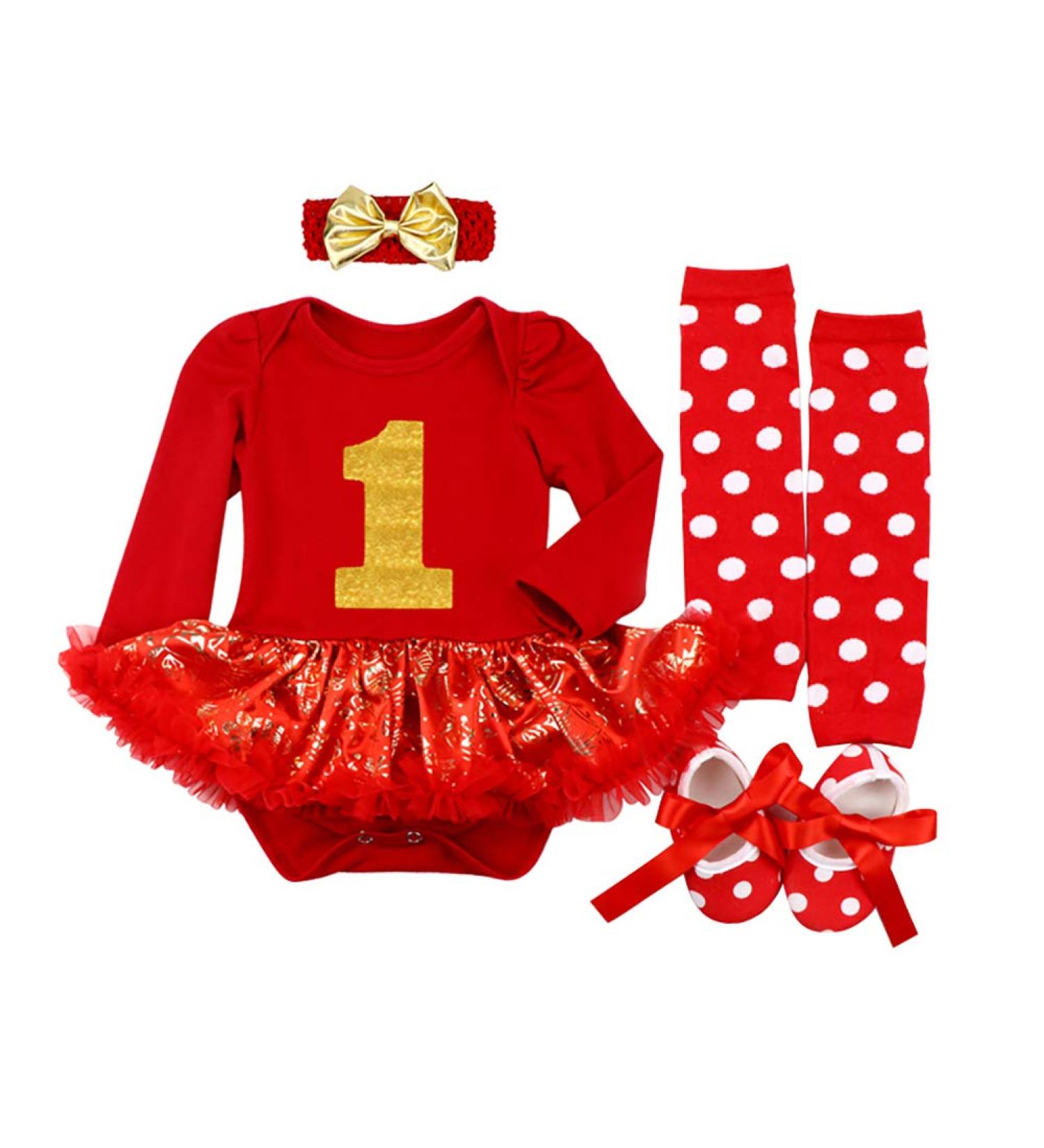 FYMNSI Baby Girls 1st Christmas Outfit Set | Newborn Princess Tutu Romper Dress with Accessories | 0-3 Months | Red - Buy Online on GoSupps.com