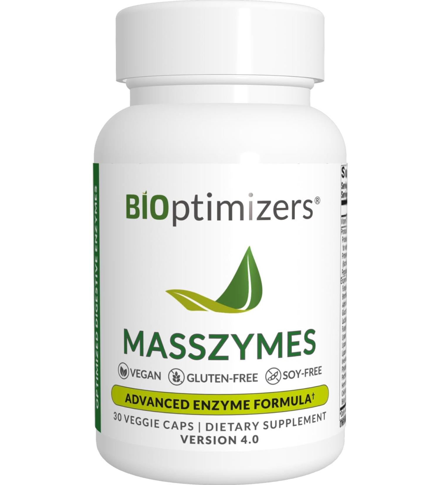 BiOptimizers MassZymes 3.0 - Powerful Digestive Enzyme Supplement with AstraZyme | 30 Capsules - Buy Online on GoSupps.com