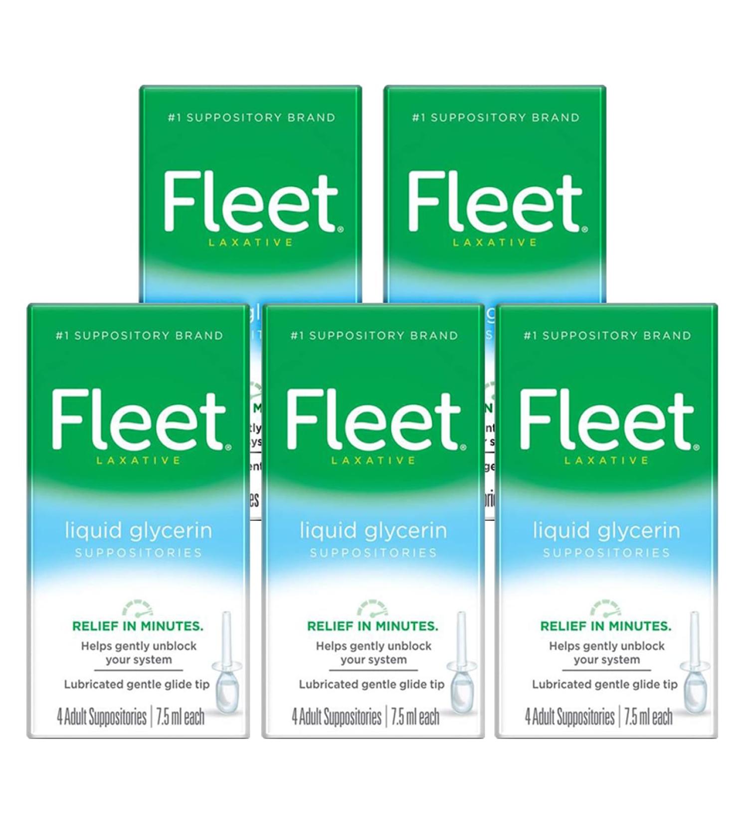Fleet Liquid Glycerin Suppositories 4 Bottles x 7.5 mL (Pack of 5) - Buy Online on GoSupps.com
