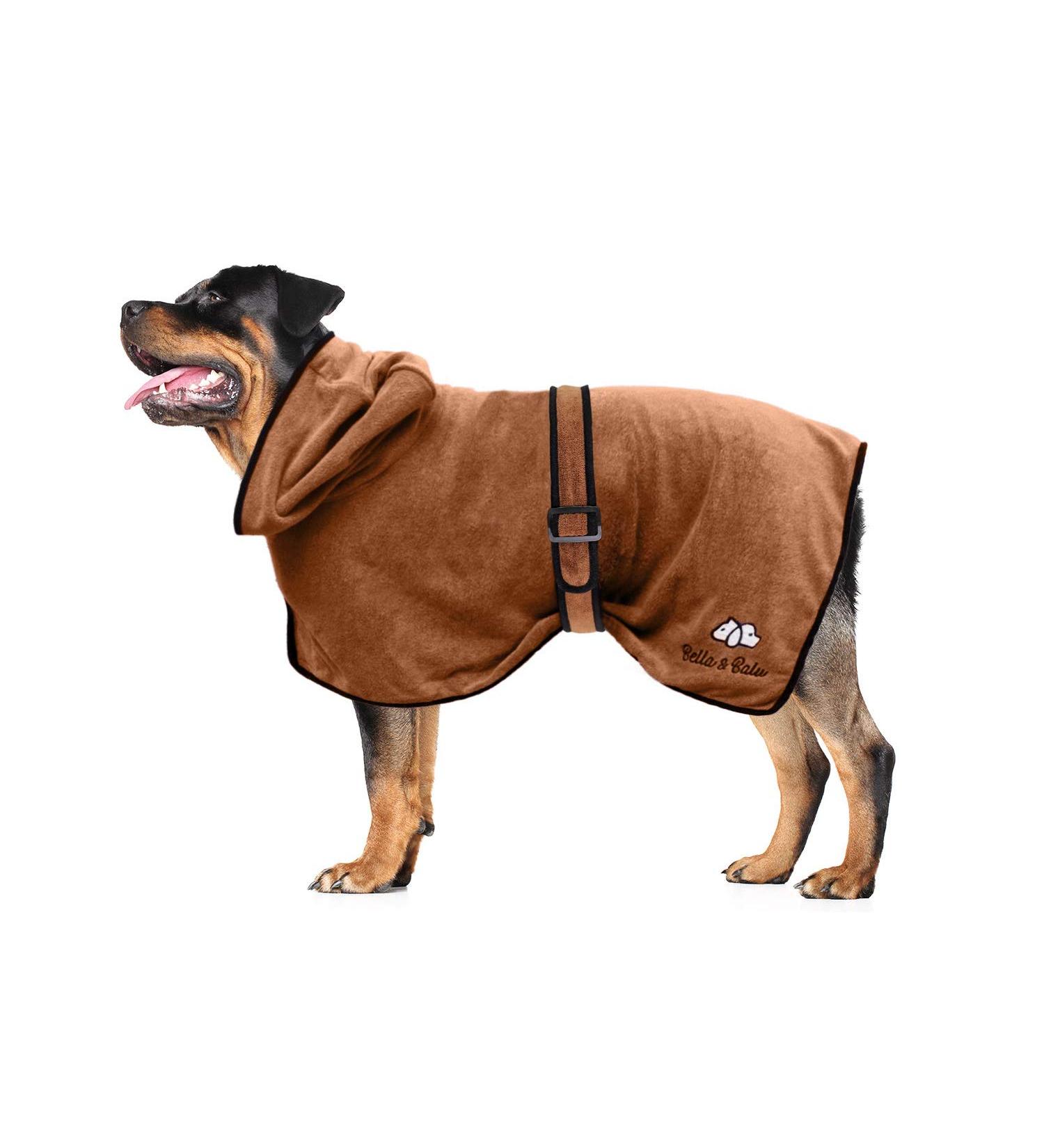 Buy Bella & Balu Microfiber Dog Bathrobe | Absorbent Dog Towel for Bathing & Swimming | M Blue - Puppy Love L Brown | International Shipping Available - Buy Online on GoSupps.com