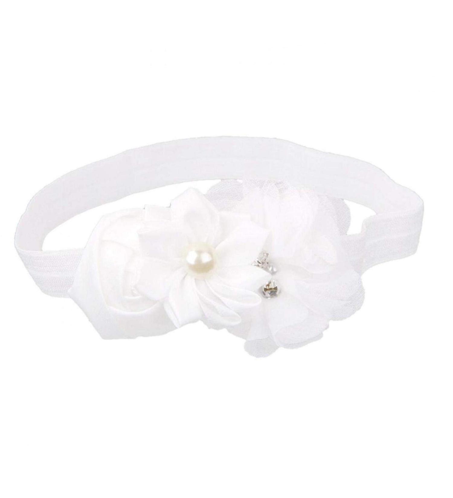 Kids Toddler Pearl Rhinestone Headband | Flower Hair Accessory for Baby Girl - Buy Online on GoSupps.com
