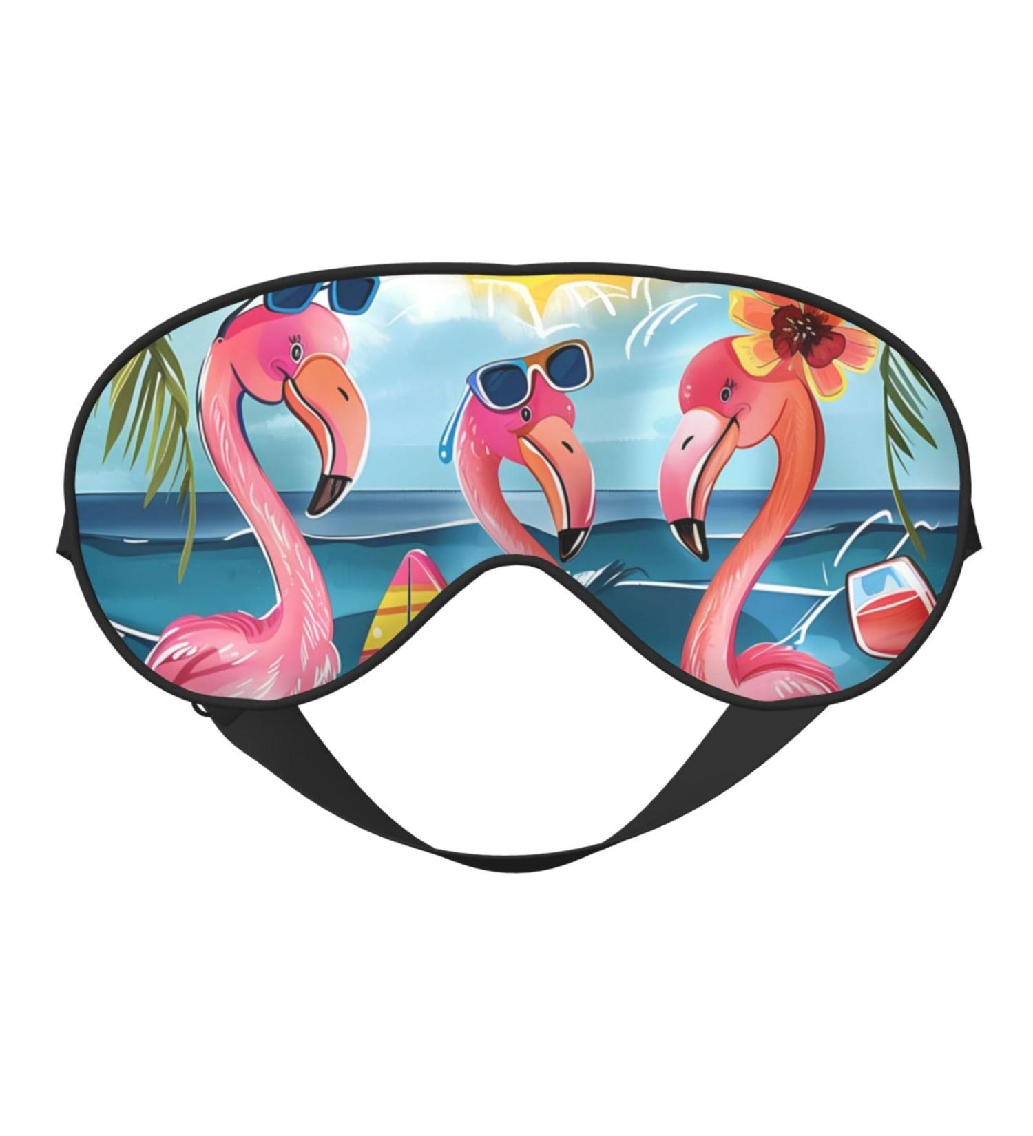 Summer Flamingo Sleep Mask | Adjustable Blackout Eye Cover for Travel | Soft Eye Mask for Men & Women - Perfect for Sleeping & Relaxation - Buy Online on GoSupps.com