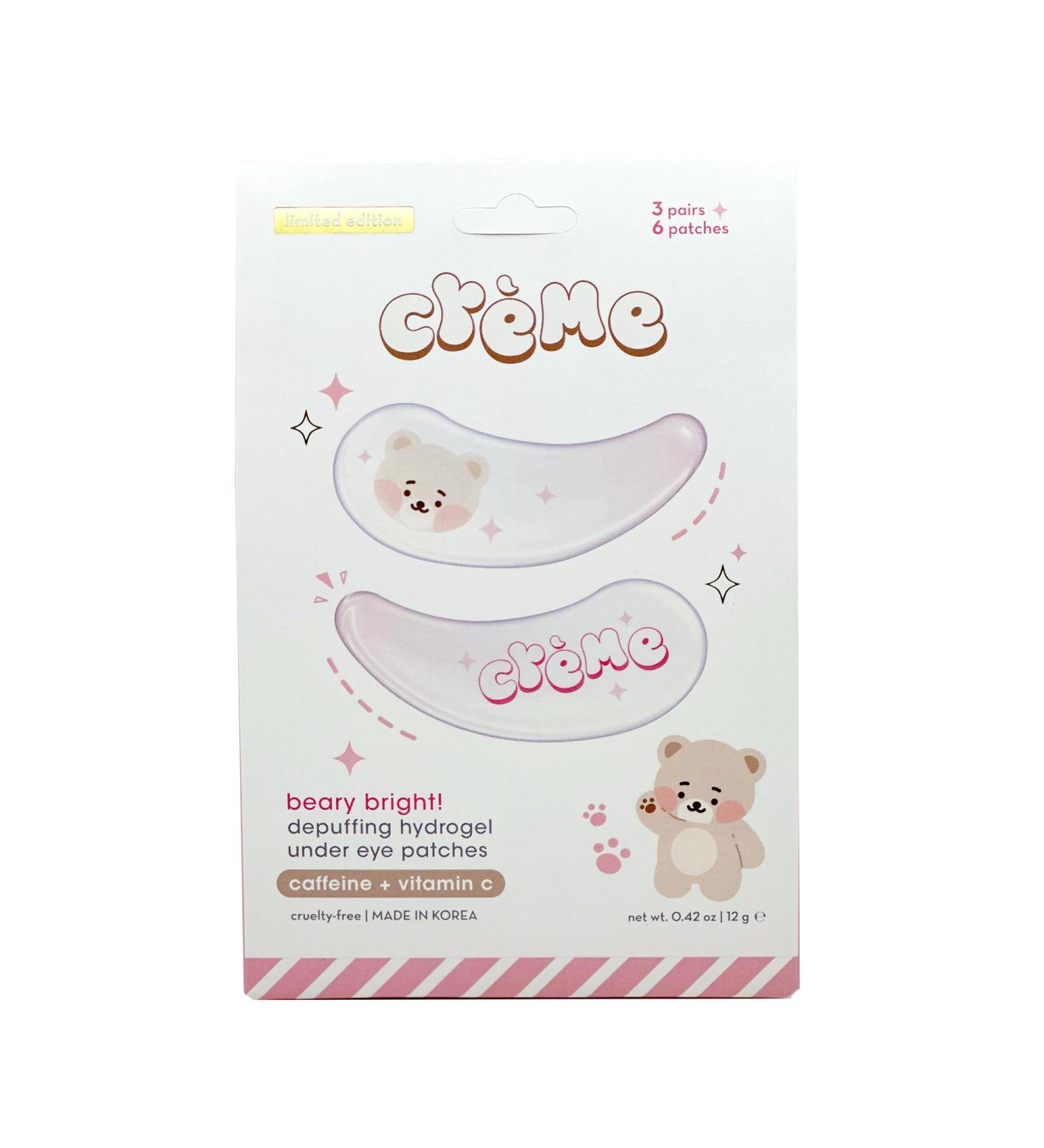 The Cr me Shop Boba Bears Beary Bright Depuffing Hydrogel Under Eye Patches Hydrating Under Eye Patches Under Eye Patches for Puffy Eyes (Pack of 3)