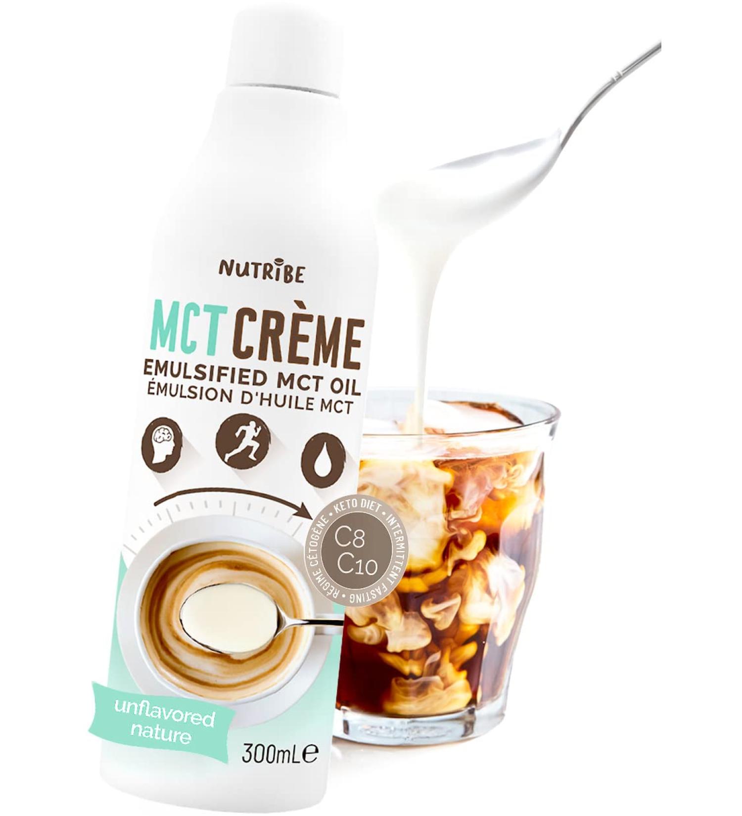 Nutribe MCT Creme | C8 C10 MCT Oil Emulsion for Increased Energy & Ketones | Ideal for Brain Health Low-Carb Diets & Intermittent Fasting | 300ml Pack - Buy Online on GoSupps.com