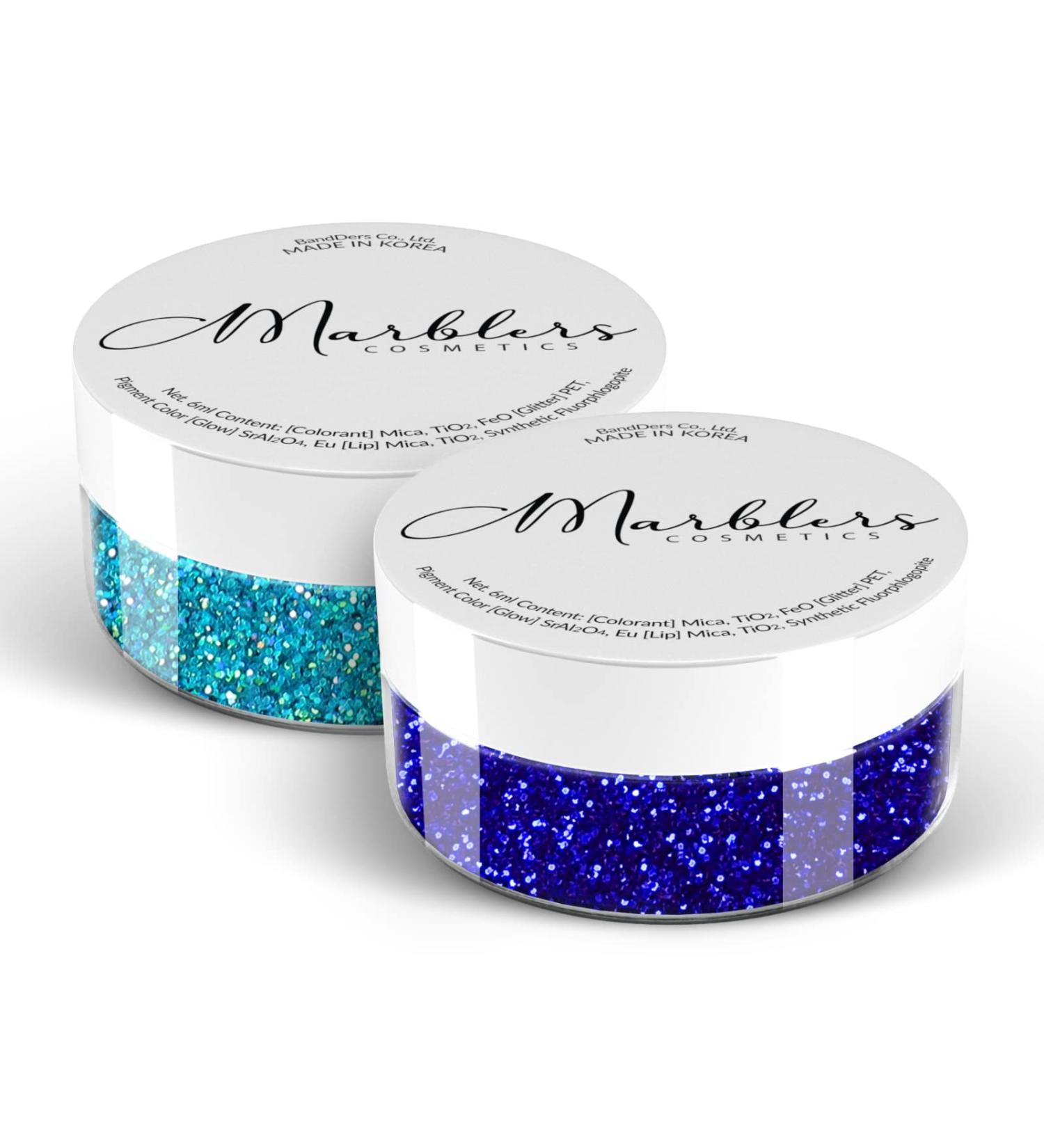 MARBLERS Fine Glitter Duo Holo Maui & Royal Blue 0.36oz | Vegan & Cruelty-Free | Eyeshadow, Nail Polish, Festival Makeup - Buy Online on GoSupps.com