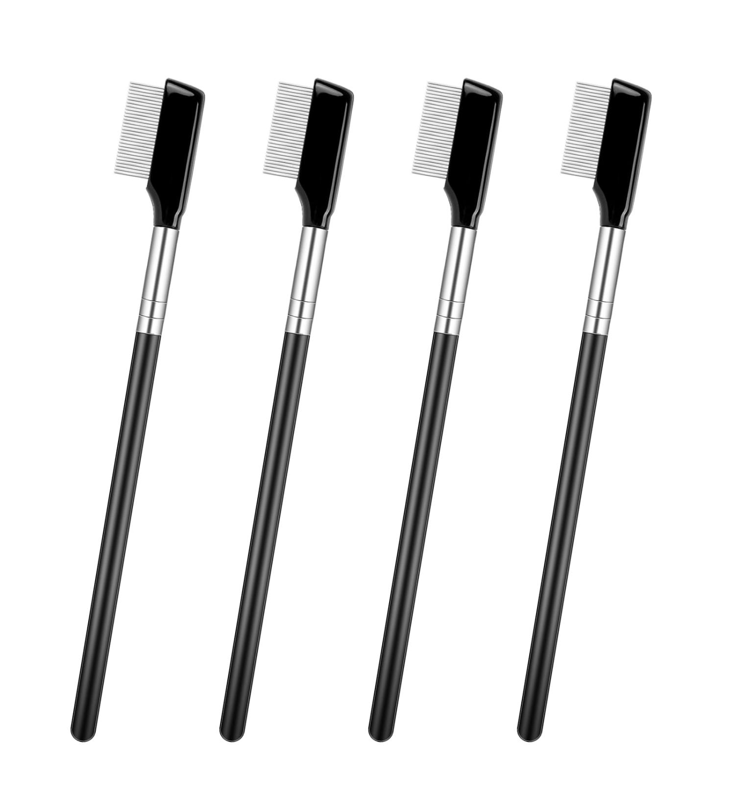 Metal Eyebrow Comb & Eyelash Separator Set - 4 Pcs Professional Makeup Tools for Women & Girls | Mascara & Eyelash Brush (Black - Buy Online on GoSupps.com