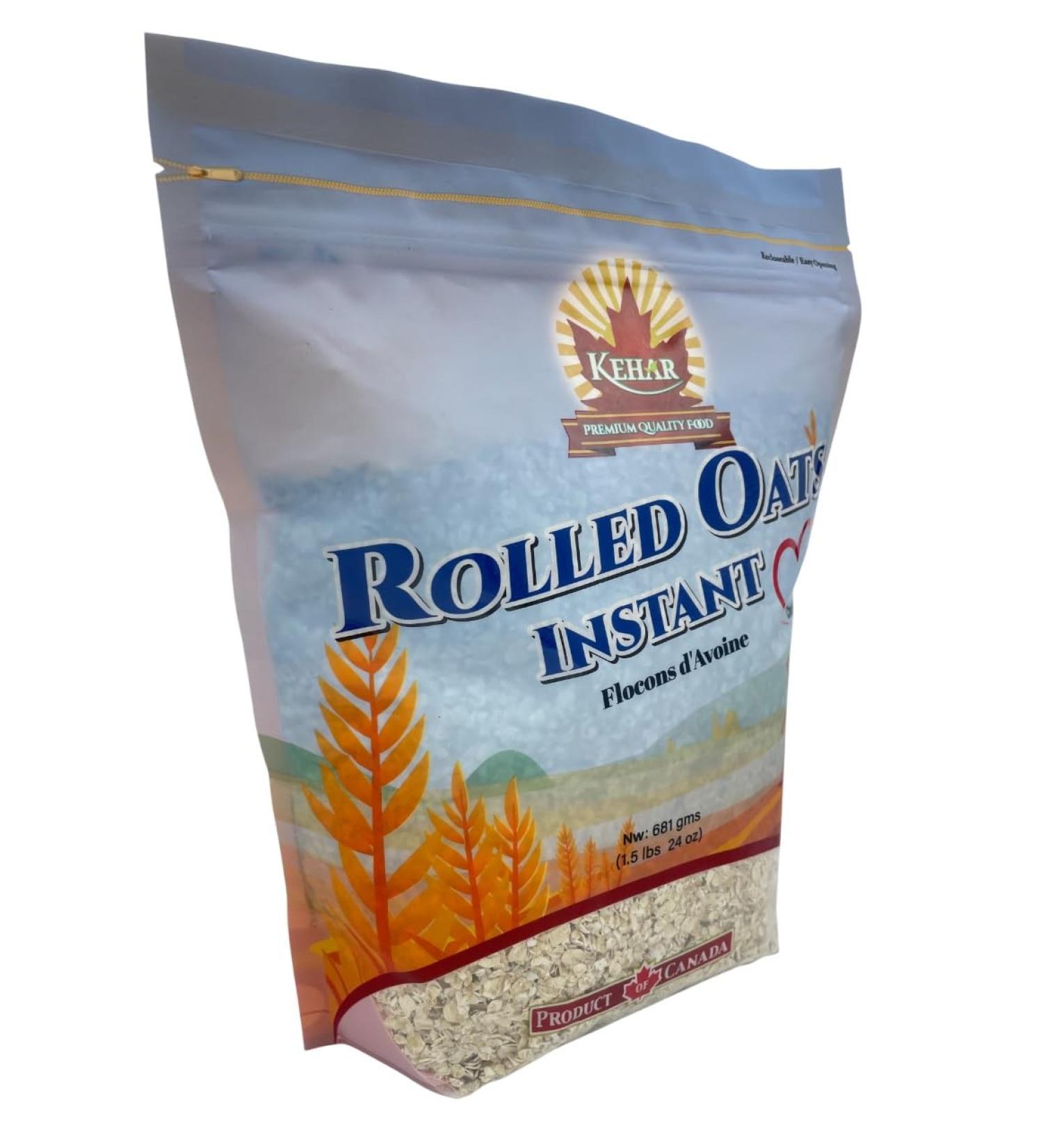 Kehar Foods Rolled Oats 681g | High-Quality Whole Grain Oats | Perfect for Healthy Breakfasts Baking & Smoothies | Non-GMO & Gluten-Free (PACK OF 10) - Buy Online on GoSupps.com