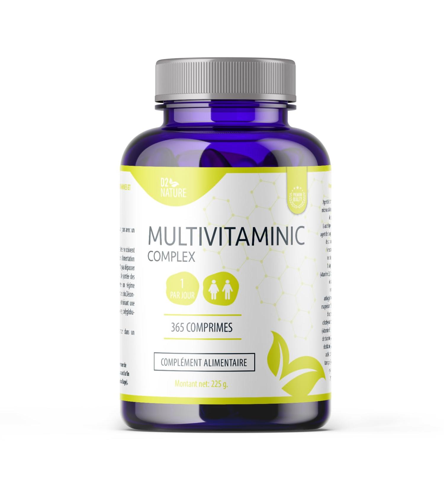 MULTIVITAMINIC COMPLEX - 365 Vegan Tablets - Vitamin C E B1 B2 B6 B12 Calcium Iron Niacin Pantothenic Acid Folic Acid - Men and Women - Buy Online on GoSupps.com