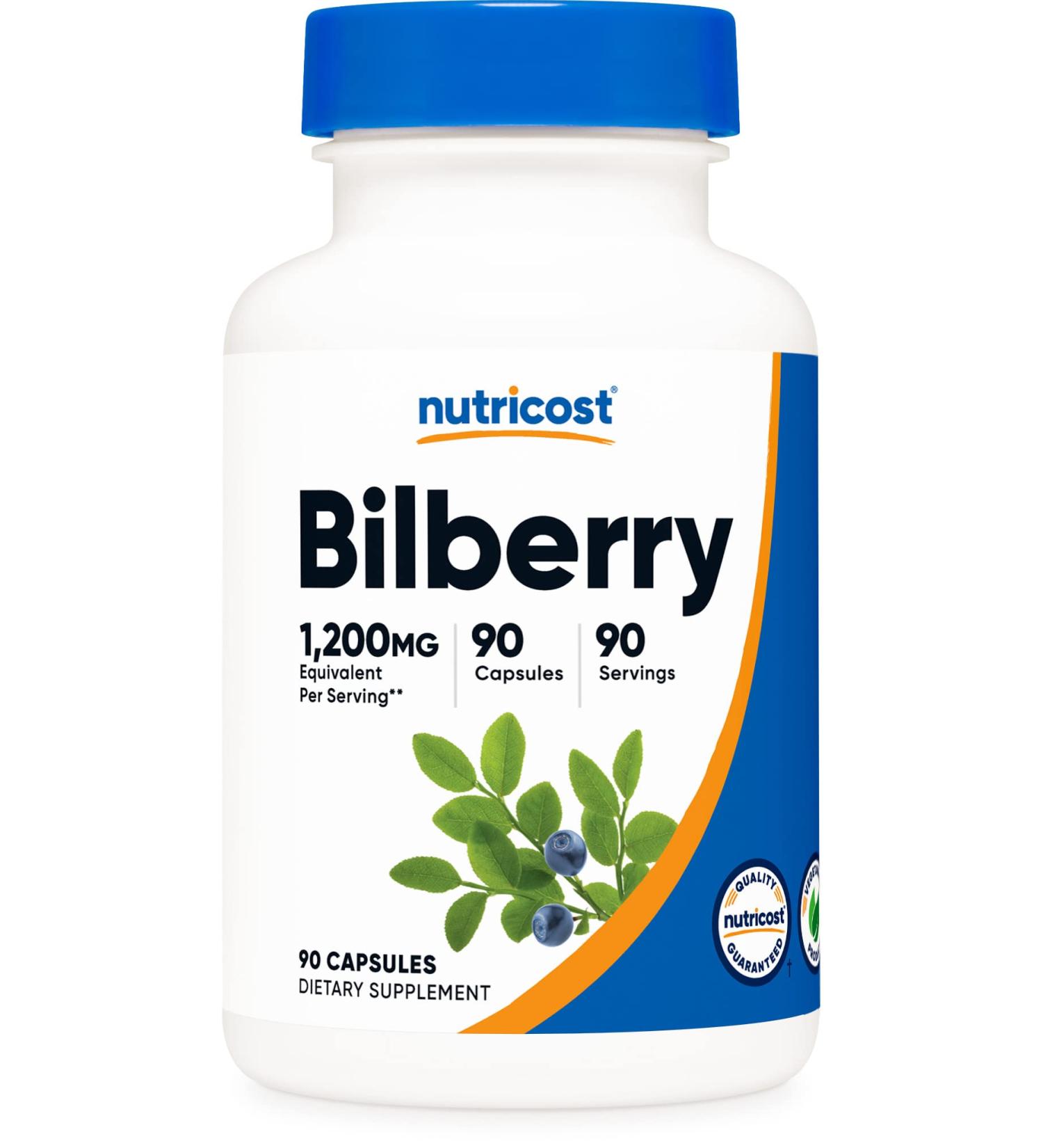 Nutricost Bilberry Capsules 1200mg (90 Vegetarian Capsules) - Gluten Free & Non-GMO - Buy Online on GoSupps.com
