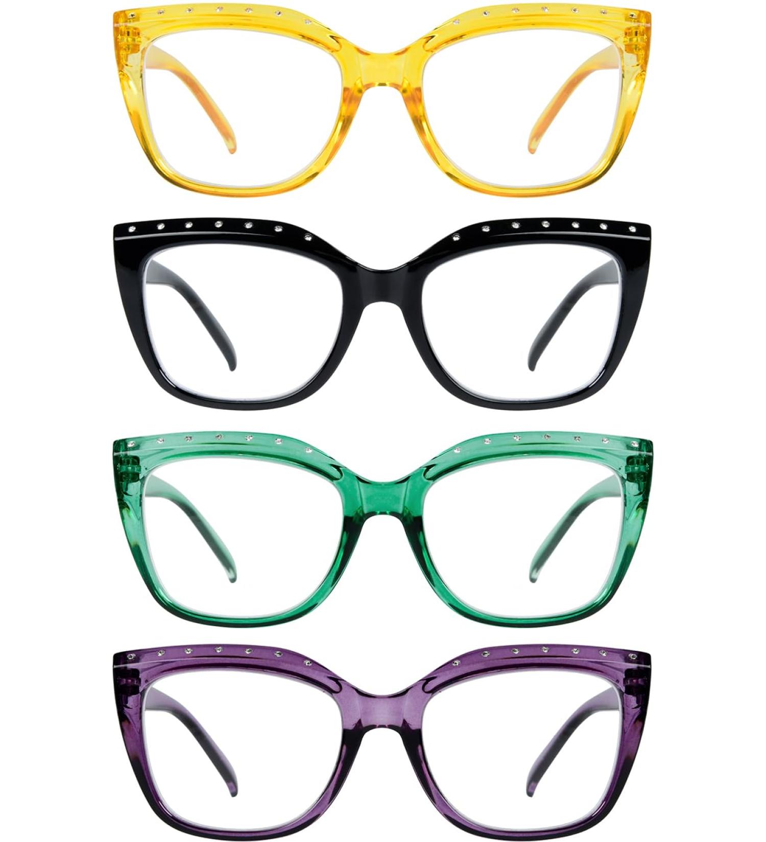 Eyekepper 4-Pack Cat-Eye Reading Glasses for Women - Rhinestone +2.5 Strength Eyeglasses in Mix Colors - Buy Online on GoSupps.com