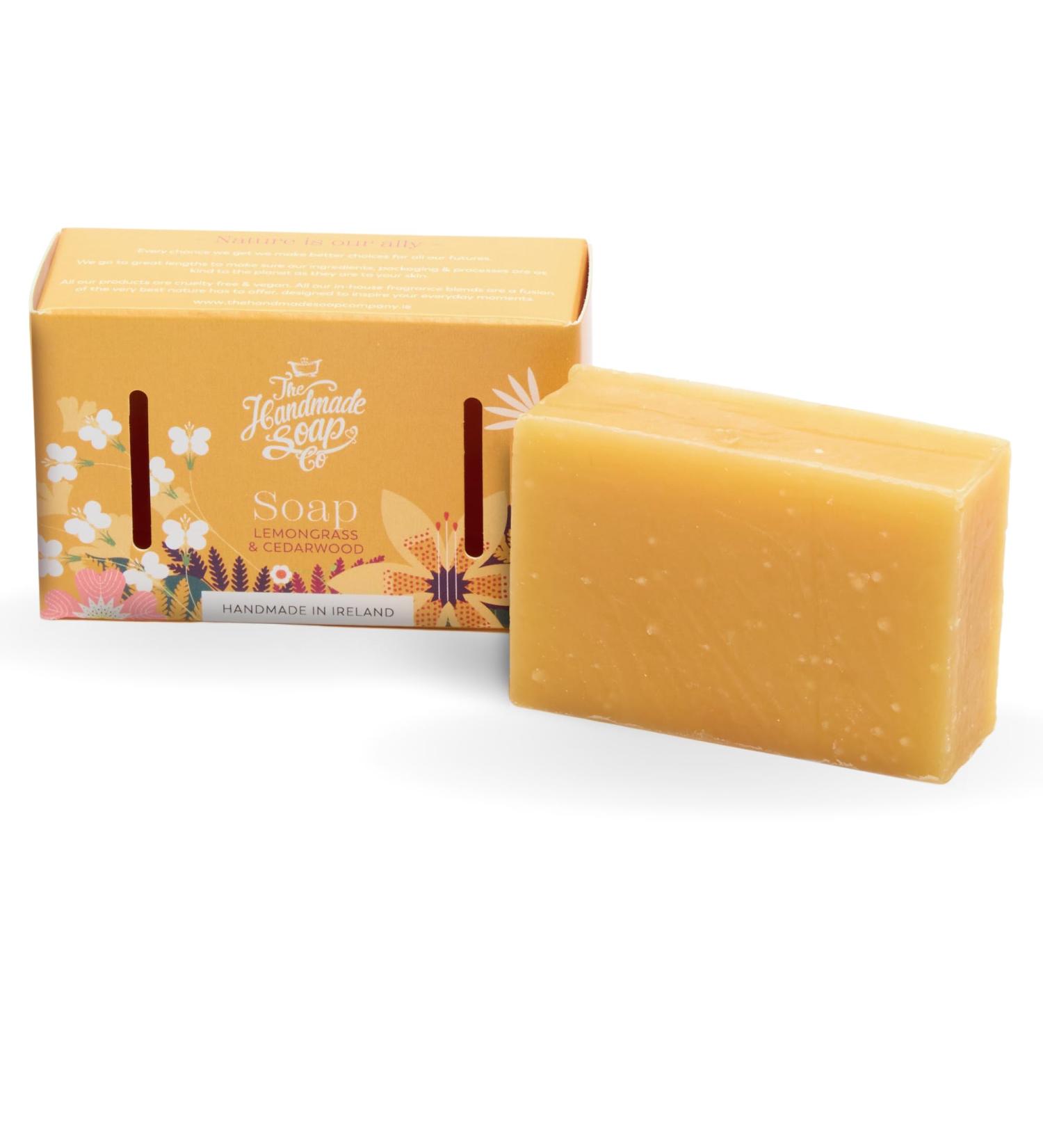 Handmade Lemongrass & Cedarwood Soap Bar | Organic Cruelty-Free Vegan Soap | 3.5 oz Natural Bath Bar - The Handmade Soap Company - Buy Online on GoSupps.com