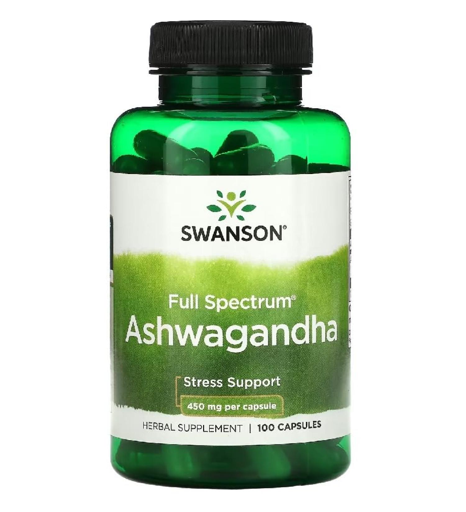 Swanson - Ashwagandha Extract 450mg | Reduces Stress & Boosts Vitality - 100 Capsules