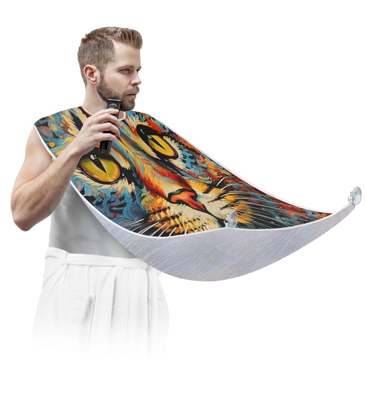 Cat Beard Bib Apron | Beard Hair Catcher for Men | Perfect Gifts for Dad Father's Day & Christmas | 2 Suction Cups Included - Buy Online on GoSupps.com