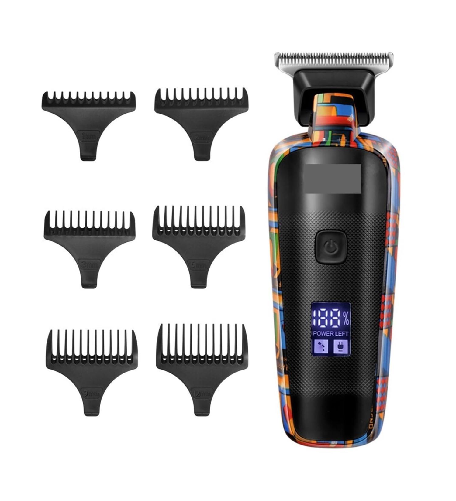 Digital Display Professional Men's Barber Pusher Hair Clipper Reciprocating Random Graffiti Pattern Electric Men's Barber Km-max5090