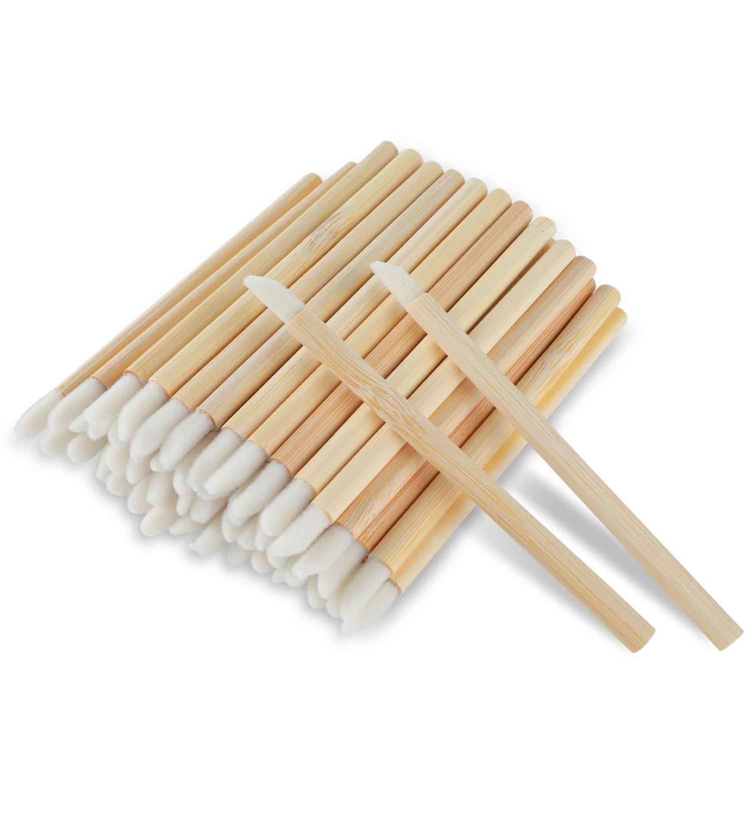 100 Pieces Bamboo Handle Lip Applicators Disposable Lip Brushes Lipstick Brush Lip Gloss Applicator Wands Mascara Wands Nail Brushes Lip Extension Makeup Applicators Tools for Women Girls - Buy Online on GoSupps.com