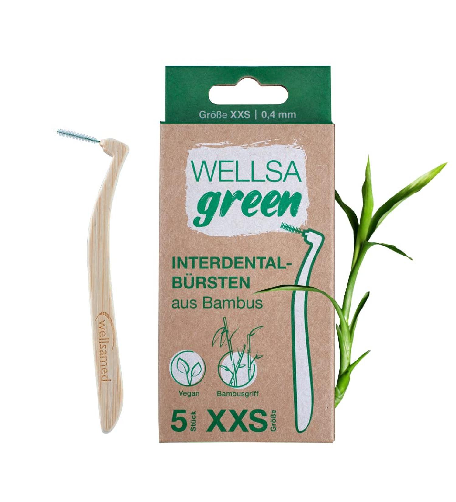 Wellsamed Wellsagreen 5-Pack Bamboo Interdental Brushes L-Shape (XXS) | Eco-Friendly Dental Care - Buy Online on GoSupps.com