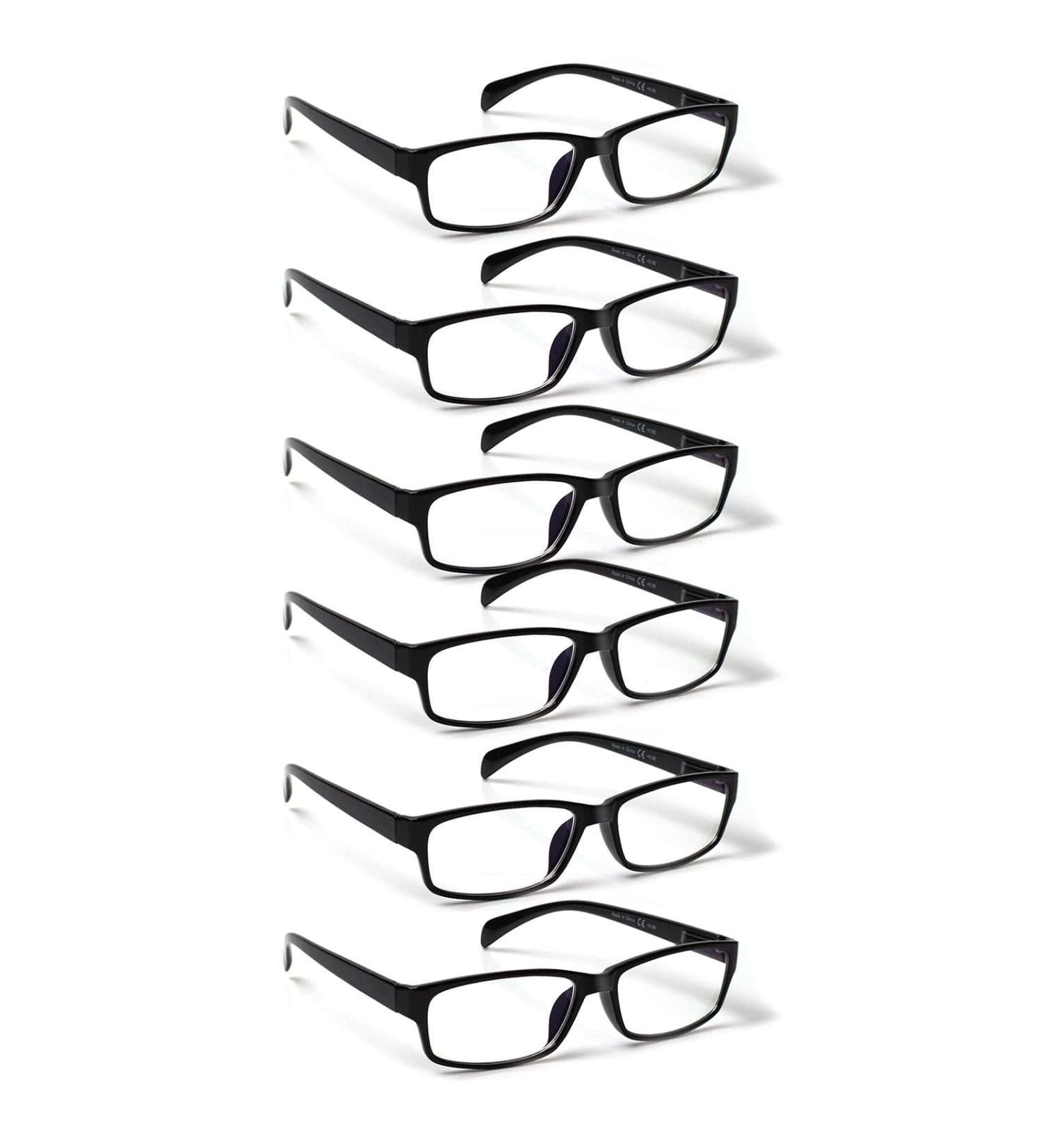COJWIS 6 Pack Reading Glasses for Men and Women | Quality Spring Hinge Blue Light Filter Readers (Black 0.75) - International Shipping Available - Buy Online on GoSupps.com