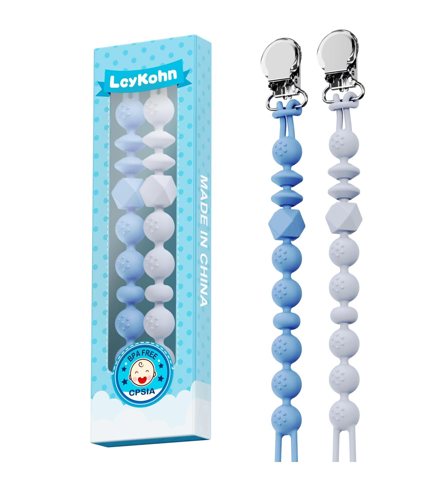 Silicone Pacifier Clips Set for Baby Boys and Girls - Ocean View/Silver Gray (2 Pack) - Buy Online on GoSupps.com
