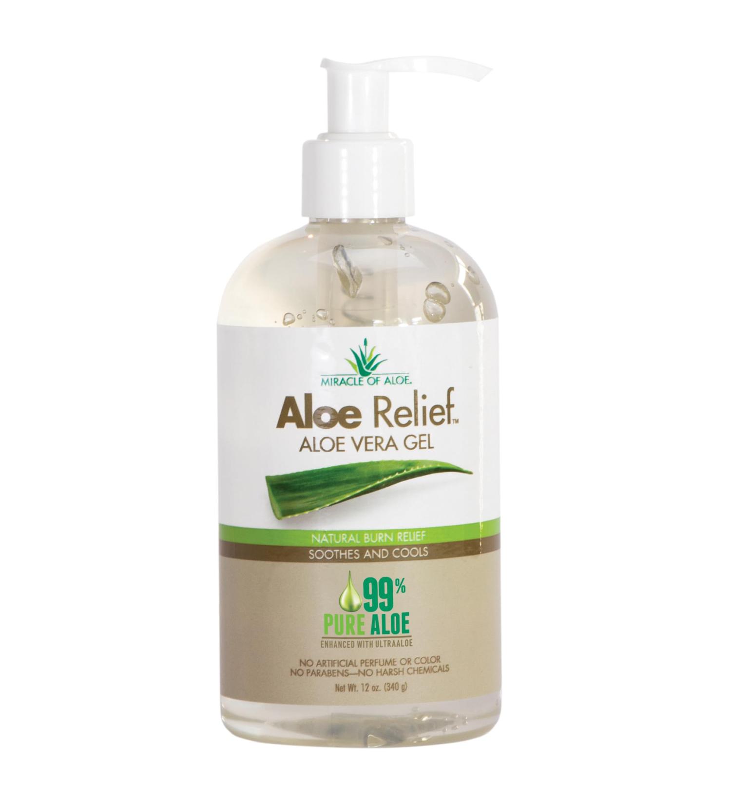 Aloe Relief 99% Pure Aloe Vera Gel Hydrating & Soothing After Sun Care Natural Aloe Gel for Face & Body Fast Absorbing & Non-Sticky Formula Ideal for Dry Skin Sunburn Relief & Irritation 12 oz - Buy Online on GoSupps.com