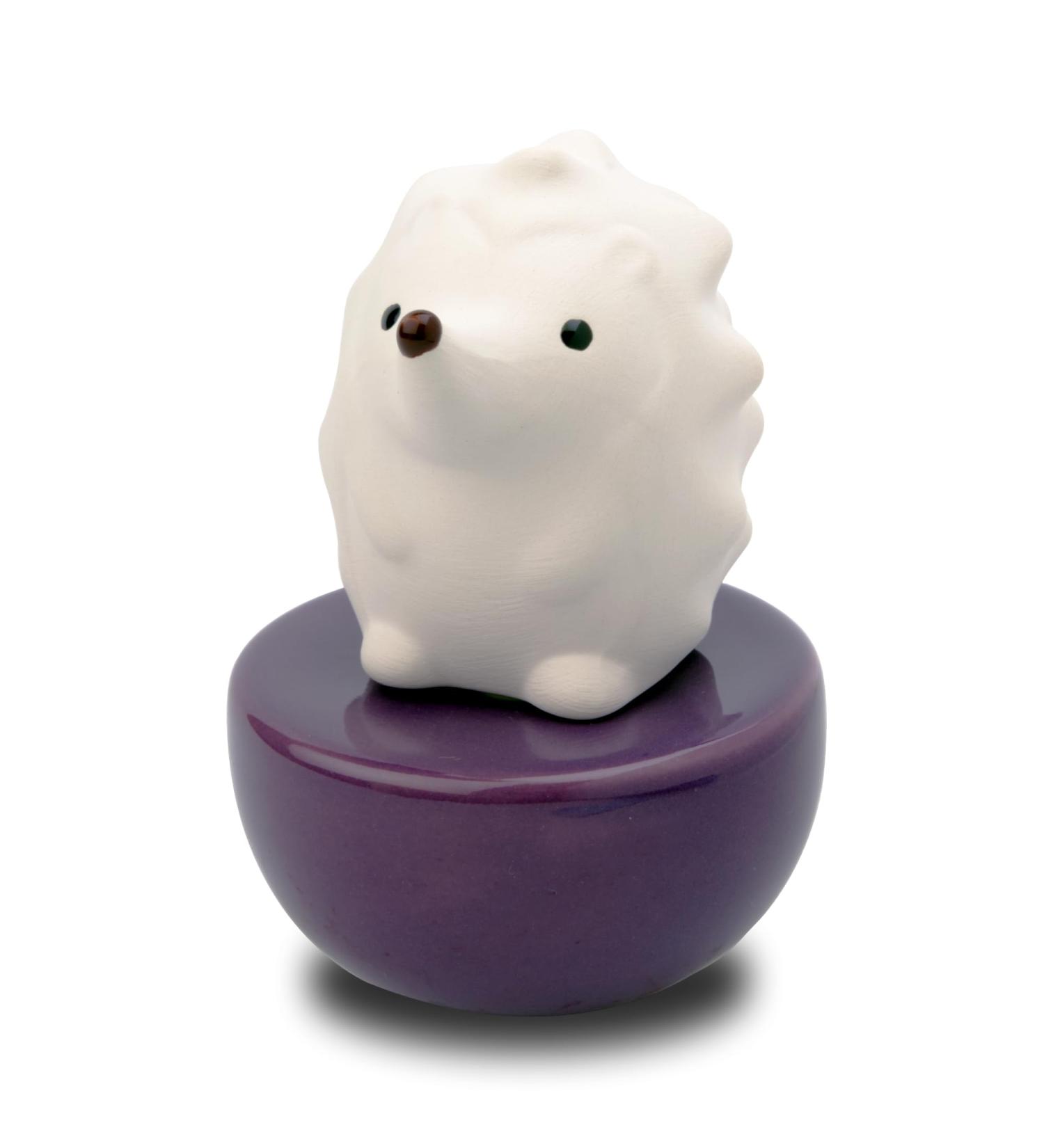 Spiky Hedgehog Ceramic Diffuser | Non-Electric Essential Oil Aromatherapy | White & Purple Vase for Car Office & Home Decor - Buy Online on GoSupps.com