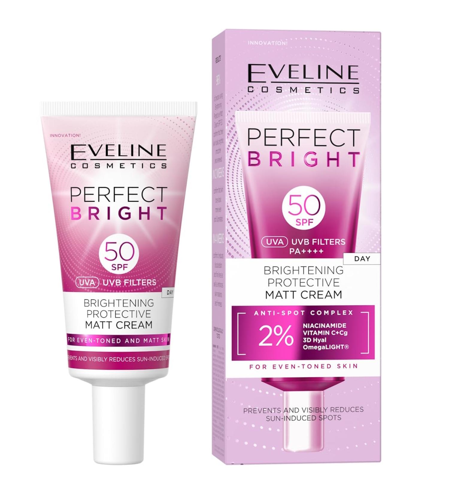 Eveline Cosmetics Perfect Bright Luminous protective matte SPF50 sunscreen