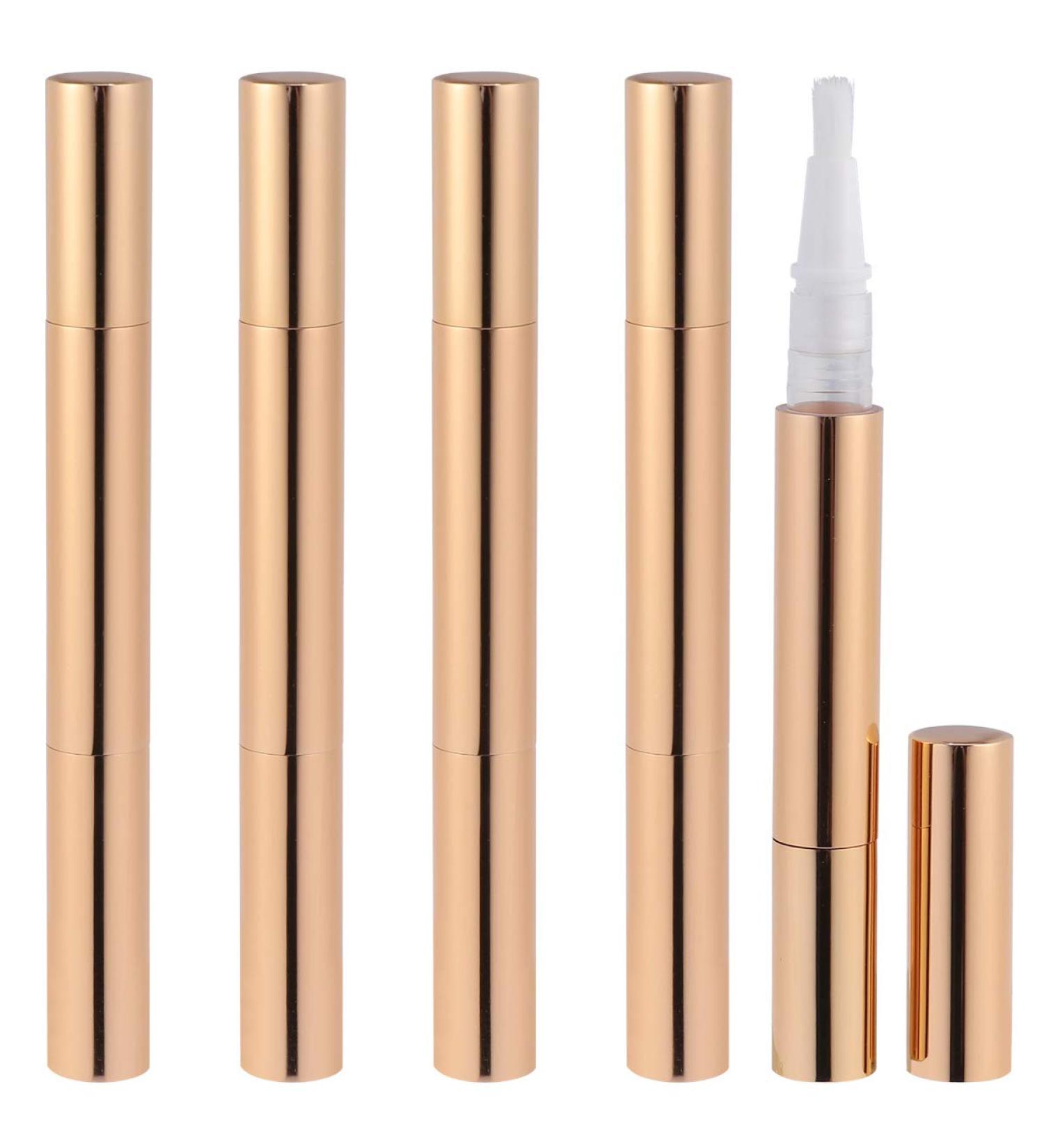Lurrose 5pcs 3ml Empty Nail Oil Twist Pen Bright Gold Nail Polish Pens Disposable Cosmetic Container Lip Gloss Brush Applicators Eyelash Growth Liquid Tube for Women Girls - Buy Online on GoSupps.com