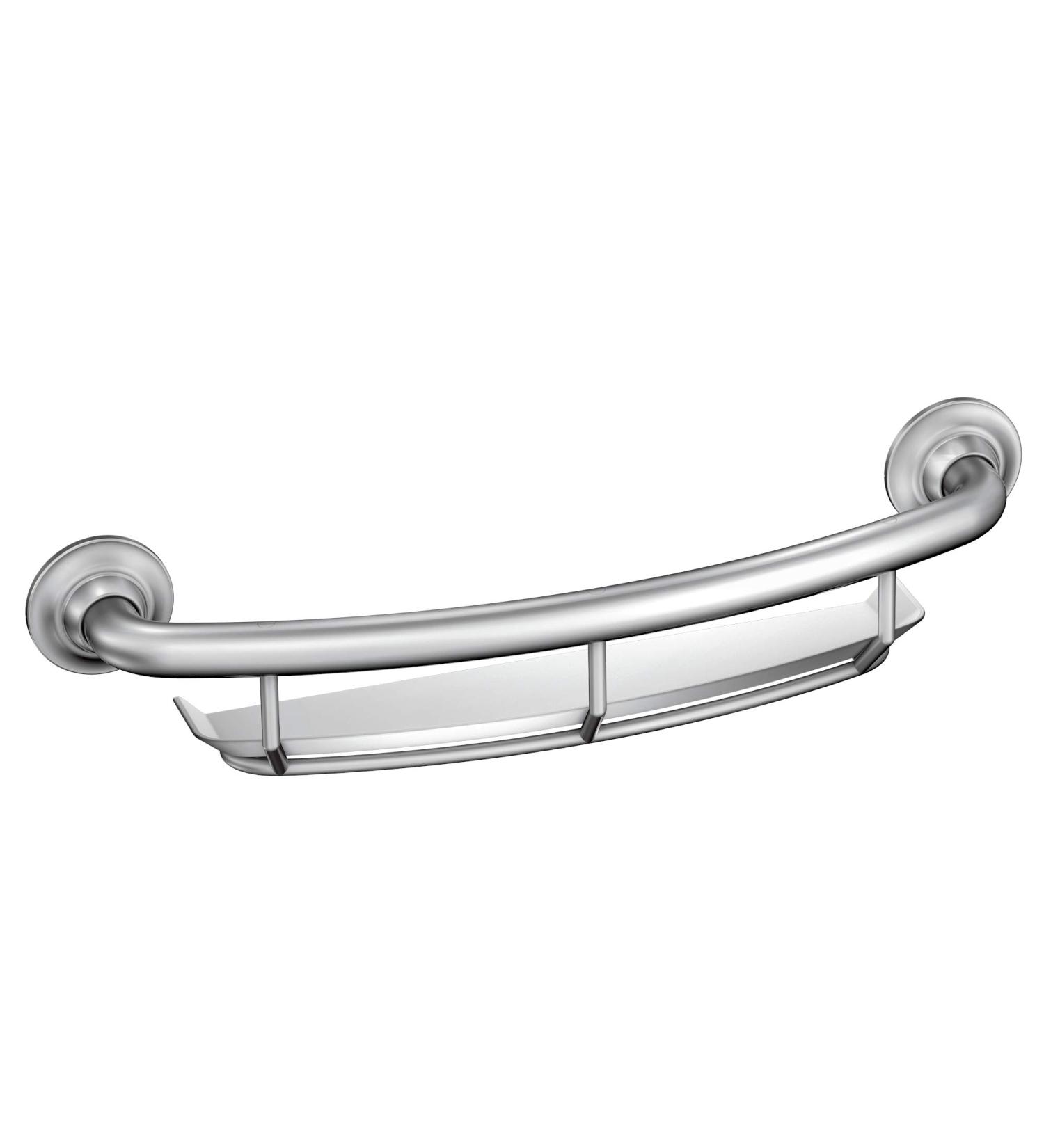 Moen LR2356DCH Home Care 16-Inch Screw-in Curved Bath Safety Grab Bar with Built-in Shelf  Chrome Pack of 1 Chrome - Buy Online on GoSupps.com