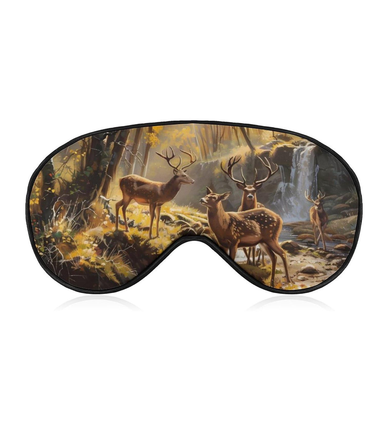Jungle Hunting Deer Soft Sleep Mask - Adjustable Light Blocking Eye Mask for Men & Women - Buy Online on GoSupps.com