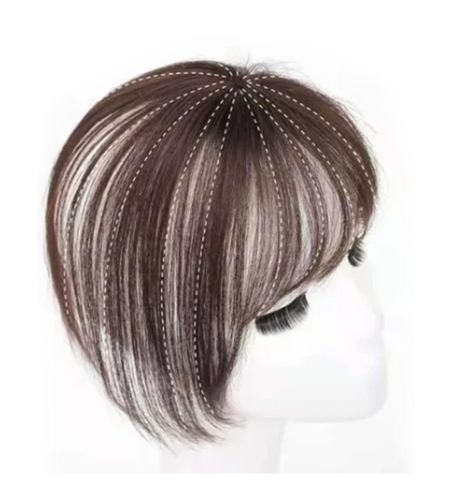 Bangs Hair Clip Lifelike Hair Extensions Wispy Bangs Clip Dark Brown Fake Air Bangs Fringe Refine Facial Contour 3D Real Human Hair Bangs for Daily Wear - Buy Online on GoSupps.com
