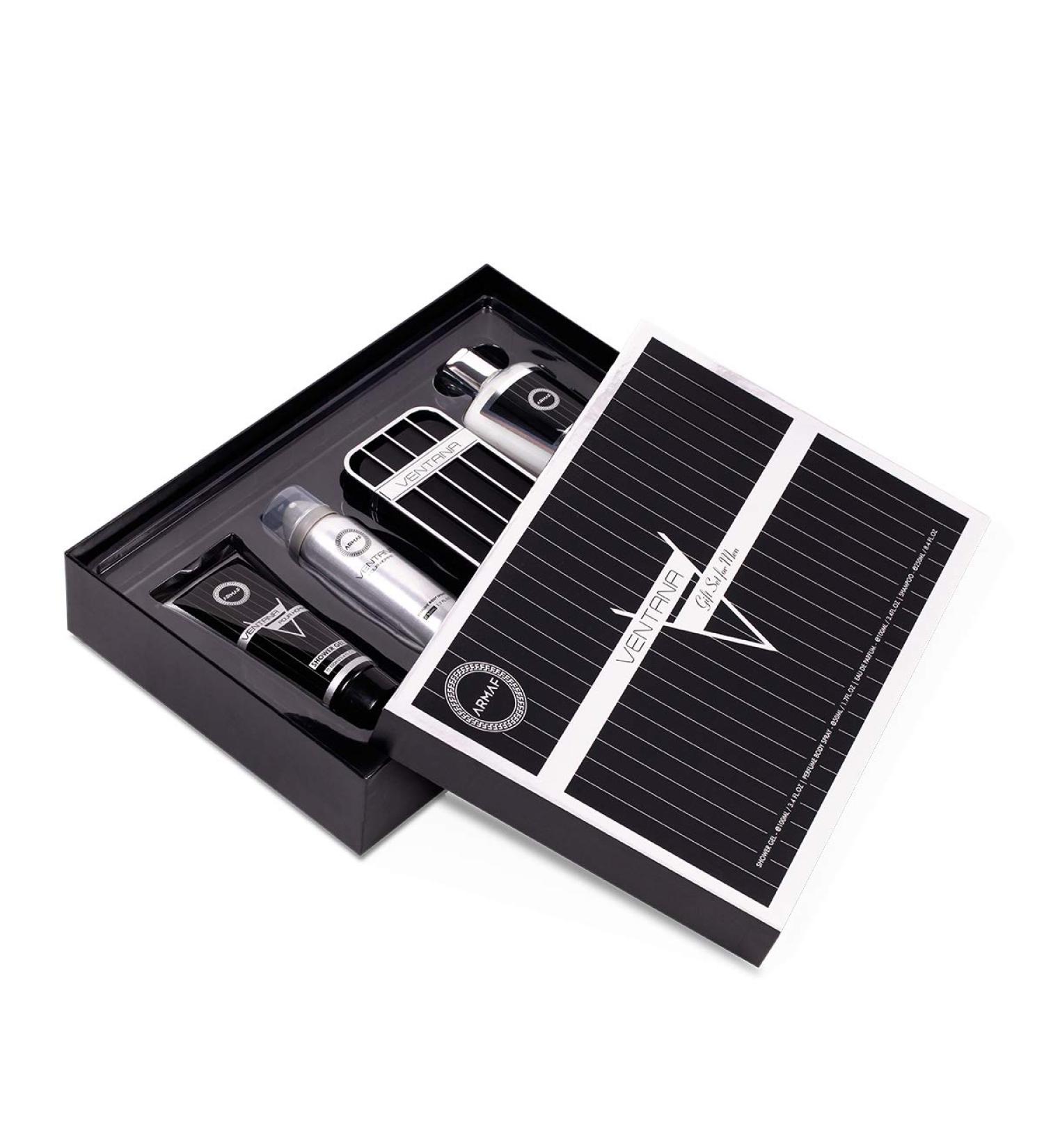 ARMAF Ventana 4 piece Set For Men (3.4 Eau de Parfum + 3.4Oz Shower Gel + 1.7Oz Perfume Body Spray + 8.4Oz Shampoo) Multi - Buy Online on GoSupps.com