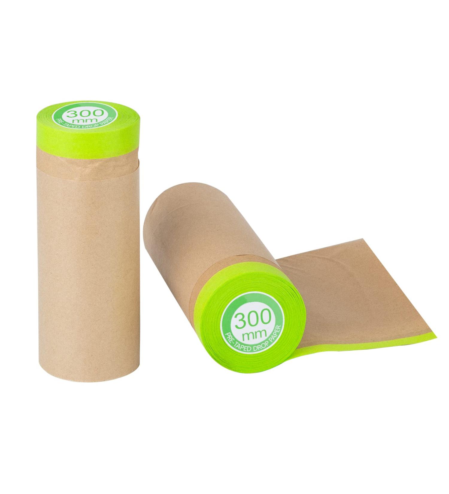Pre-Taped Masking Paper for Painting - 12x50' - 2 Rolls | Painters Paper for Skirting, Frames, Cars | Adhesive Protective Paper Roll - Buy Online on GoSupps.com