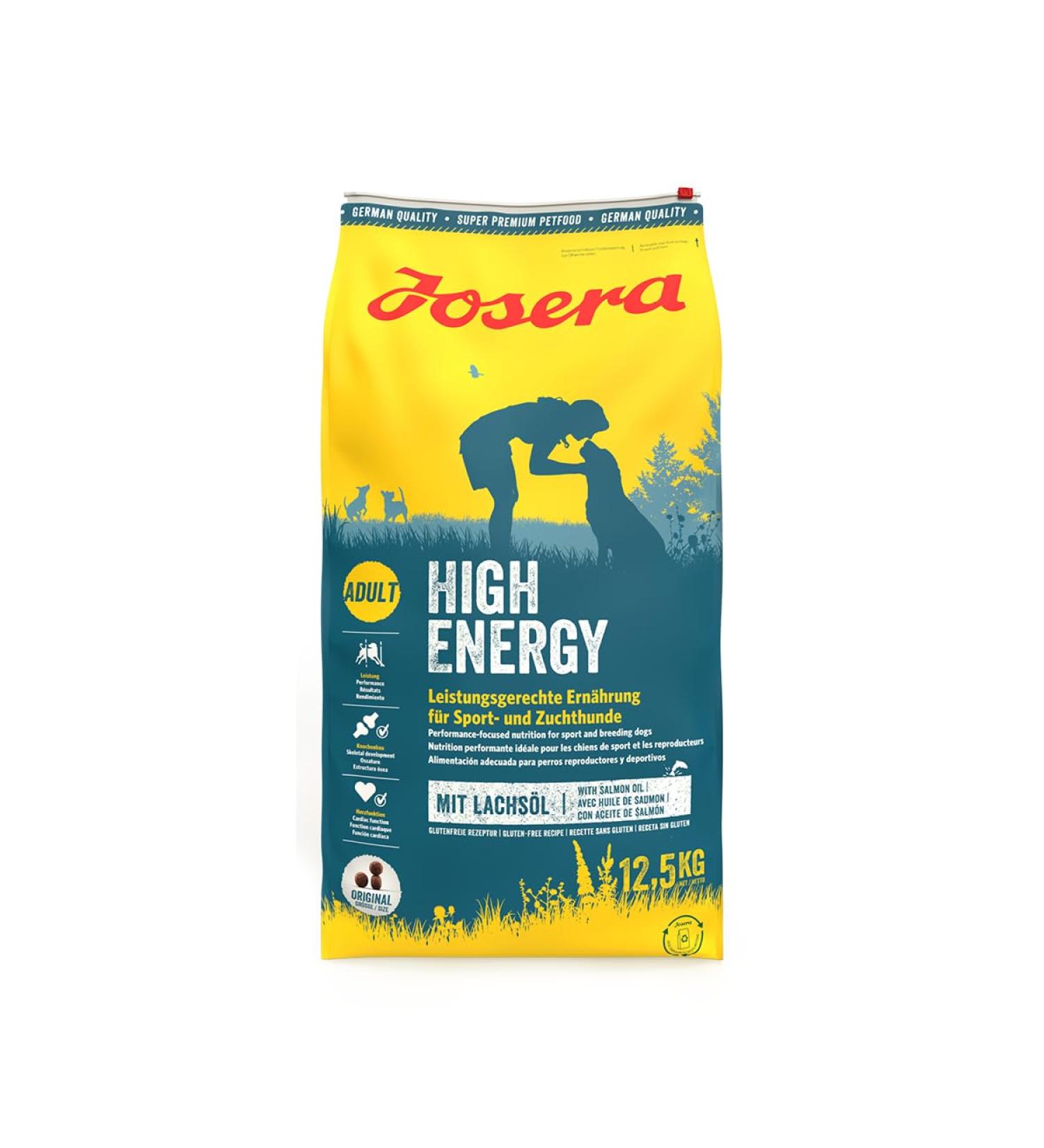 JOSERA High Energy (1 x 12.5 kg) | Adult | Premium Dry Food for Active Dogs | Chicken & Salmon Oil | Ideal for Sporting and Breeding Dogs | Wheat Free | Dog Food | Pack 1 - Buy Online on GoSupps.com