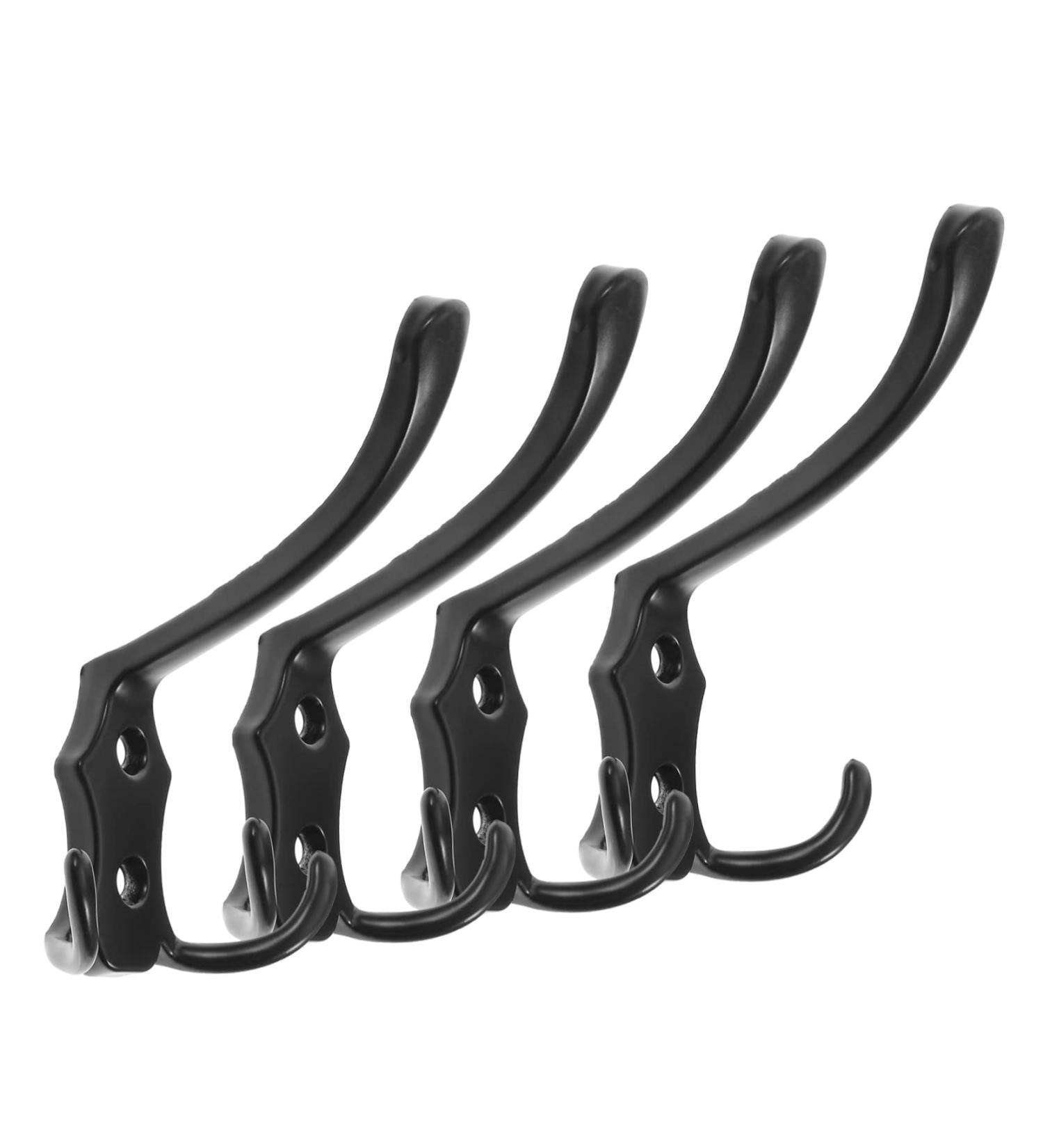 JOINPAYA Black Metal Hangers 4pcs Clothes Hook Coat Hangers Bathroom Hook Multi Hanger Wall Storage Hook Towel Closet Door - Buy Online on GoSupps.com