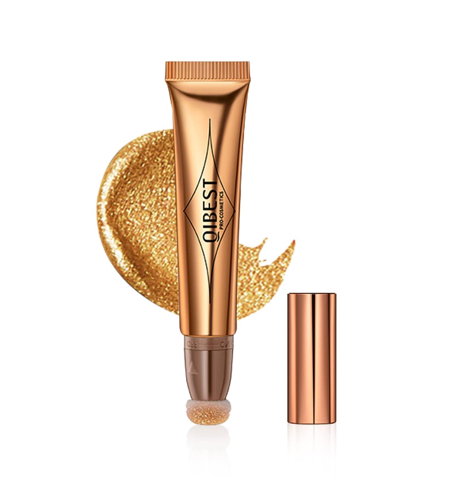 Gold Liquid Highlighter Wand with Cushion Applicator - Long Lasting Shimmer Finish Makeup Stick for Face Illumination - Buy Online on GoSupps.com
