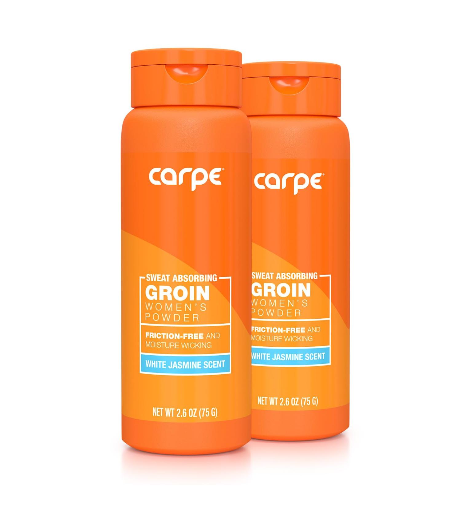 Carpe No-Sweat Groin Powder (for Women) - Designed for Maximum Sweat Absorption - Mess and Friction Free Stop Chafing - Talc Free Powder Women s Groin Powder (Pack of 2) 2.6 Ounce (Pack of 2) - Buy Online on GoSupps.com