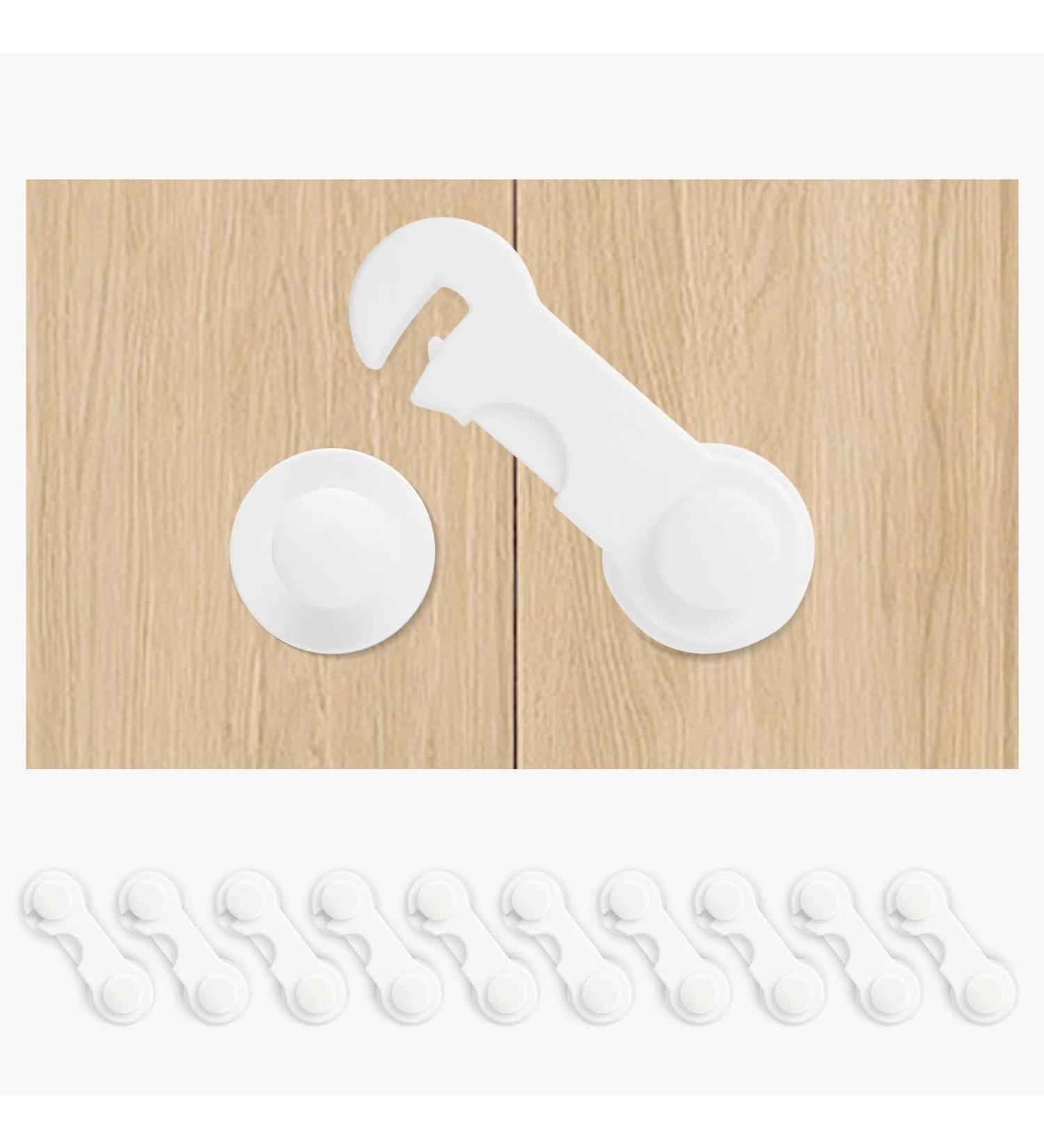 Child Proof Safety Locks (10-Pack) - Easy 3M Adhesive Cabinet Proofing for Furniture & Kitchen - No Screws or Magnets - Baby Locks for Cabinet Drawer Door Latches - Buy Online on GoSupps.com