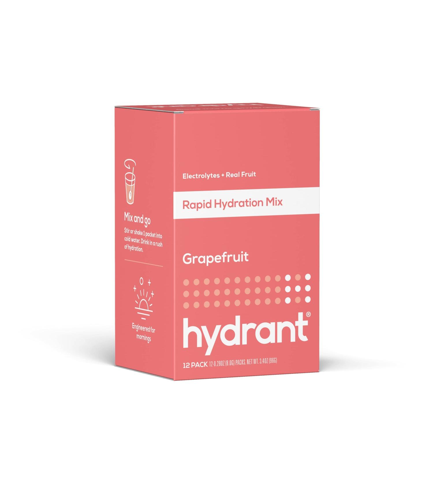 Hydrant Rapid Hydration Drink Mix - Grapefruit Flavor (12 Pack, 0.23 oz Each) | Electrolyte Boost - Buy Online on GoSupps.com