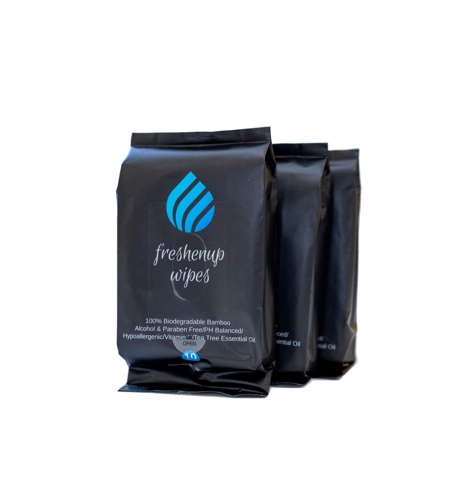 Freshenup XXL Full Body Wet Wipes for Adults | 3x10 Moist Bamboo Towels with Tea Tree Oil | 100% Degradable | Travel Hiking Camping Festival Essentials - Buy Online on GoSupps.com