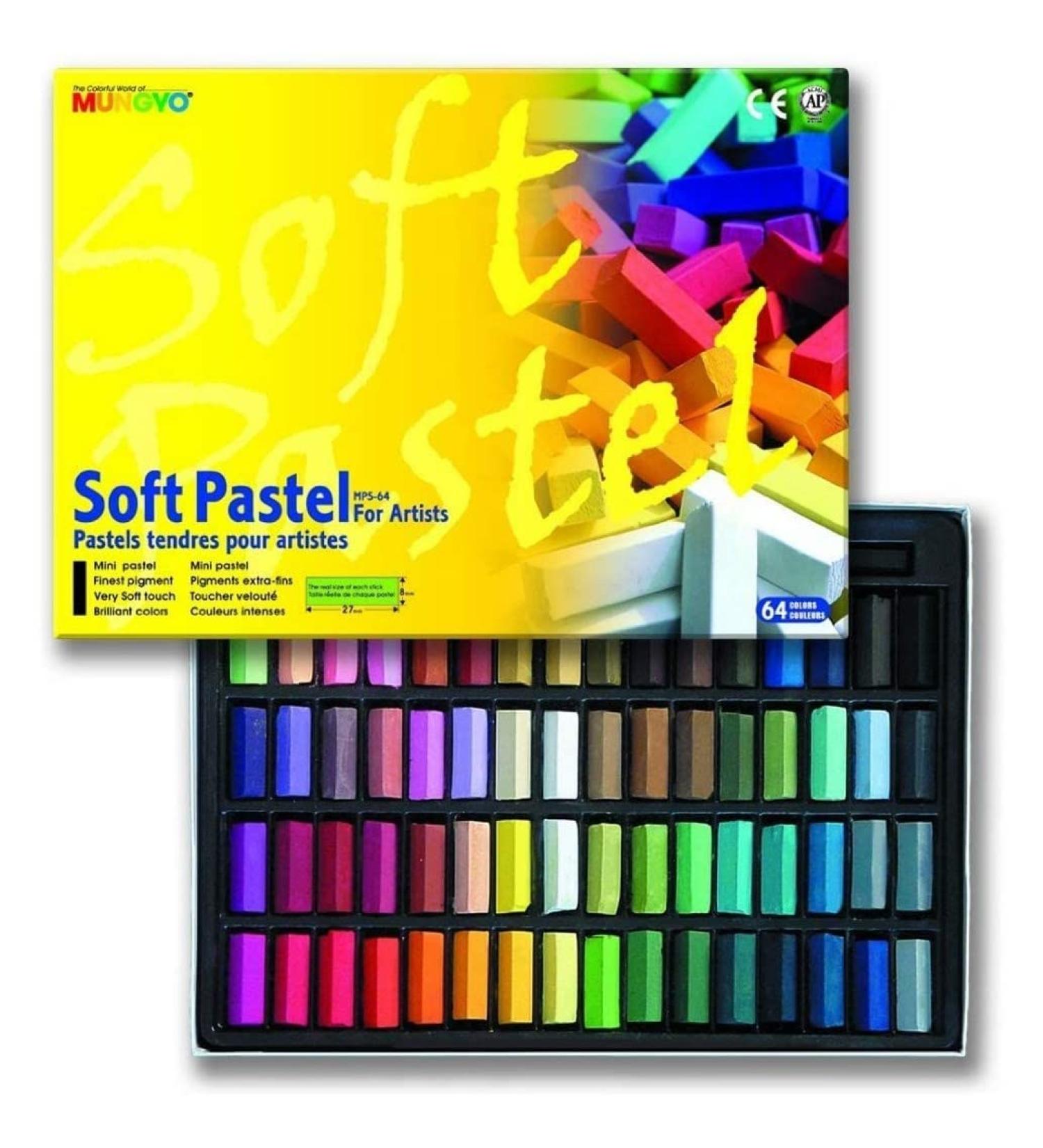MUNGYO Non Toxic Square Chalk Soft Pastel 64 Pack Assorted Colors - B441R078-7003A - Buy Online on GoSupps.com