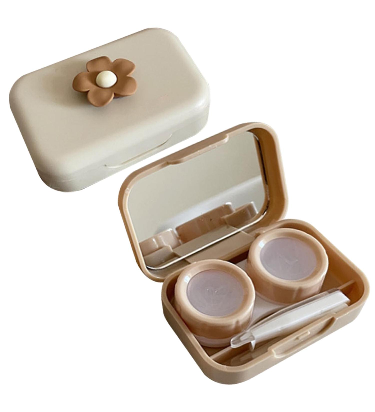 Zhoubingbing 2PC Flower Contact Lens Case with Mirror & Applicator - Perfect Travel & Daily Use Lens Holder - Buy Online on GoSupps.com