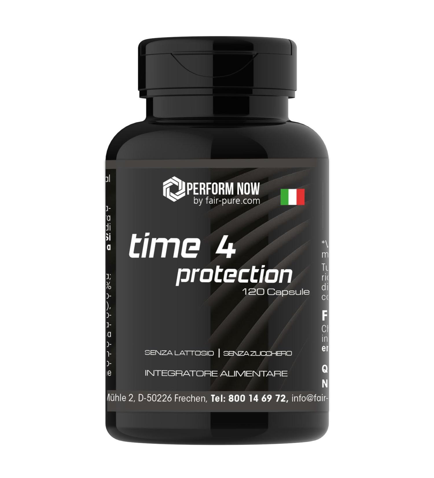 time 4 protection - avec vitamines A C D zinc glutamine ail noir astragale extrait de curcuma et bien plus - 120 g lules - hautement dos es - qualit allemande | PERFORM NOW by fair&pure  - Buy Online on GoSupps.com